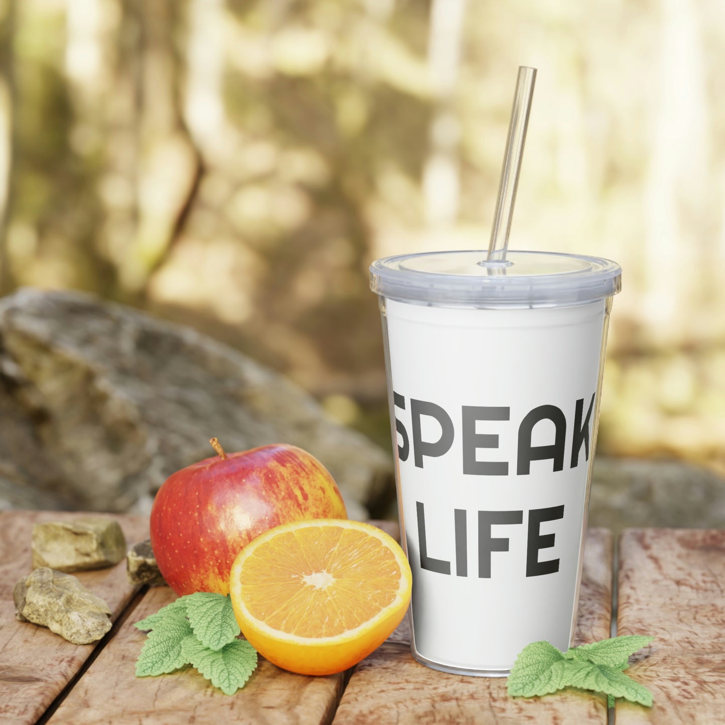 "Speak Life" Plastic Tumbler with Straw