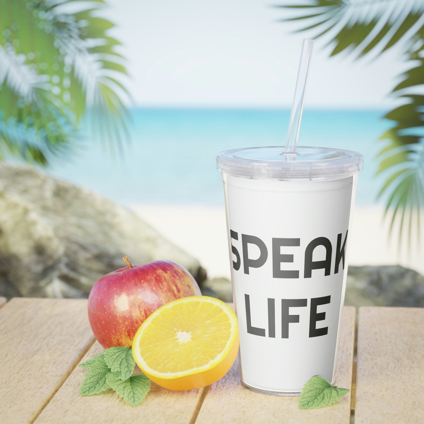 "Speak Life" Plastic Tumbler with Straw