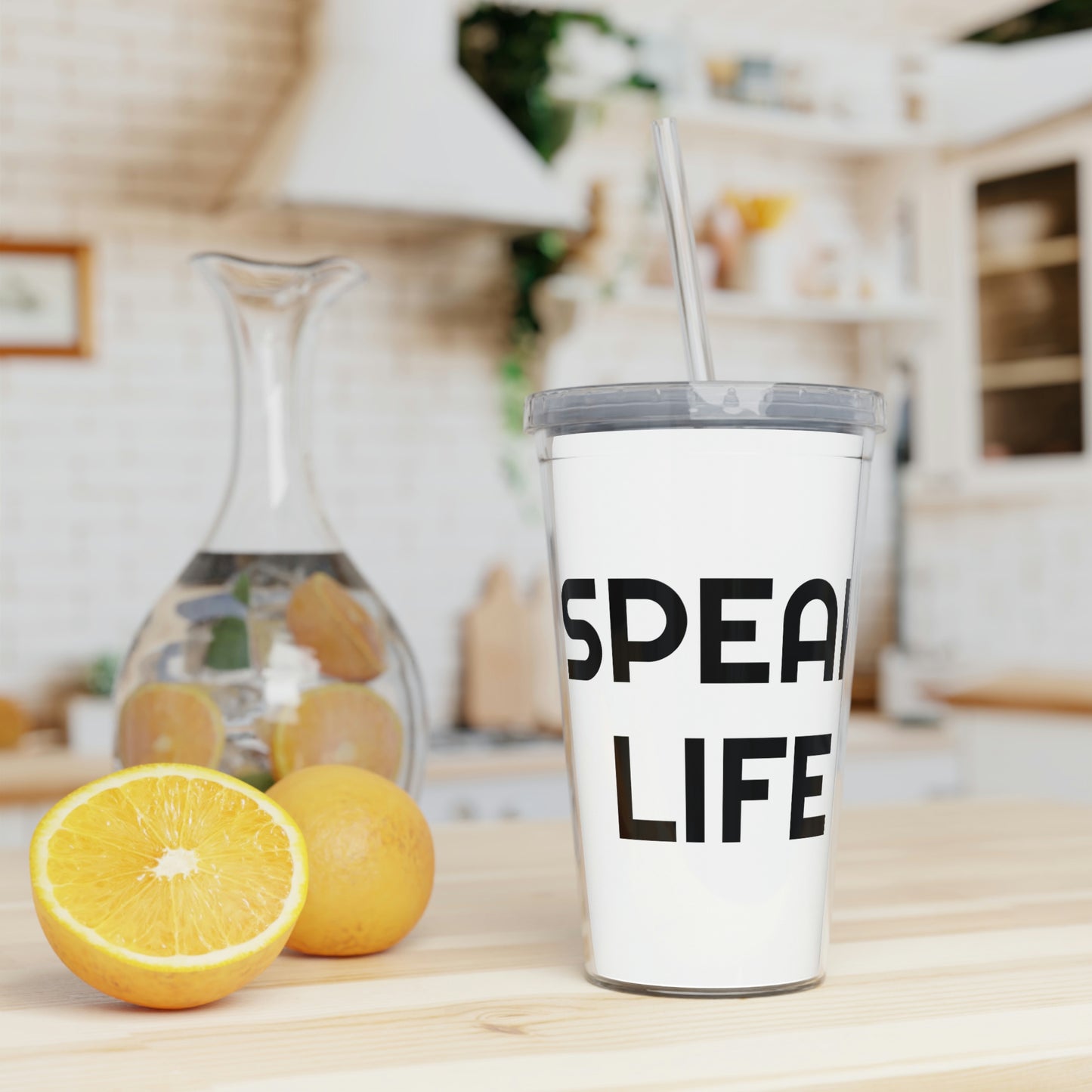 "Speak Life" Plastic Tumbler with Straw