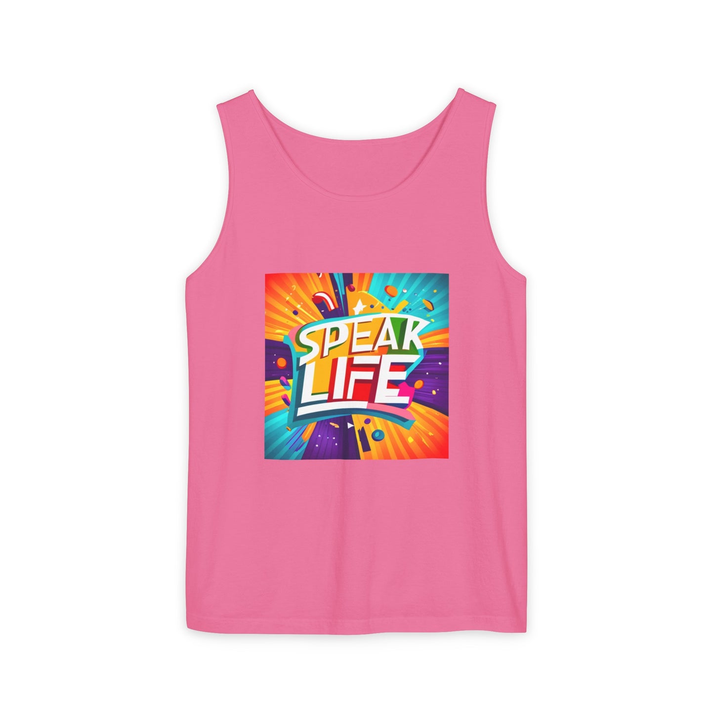 "Speak Life" Paint Splash Unisex Garment-Dyed Tank Top