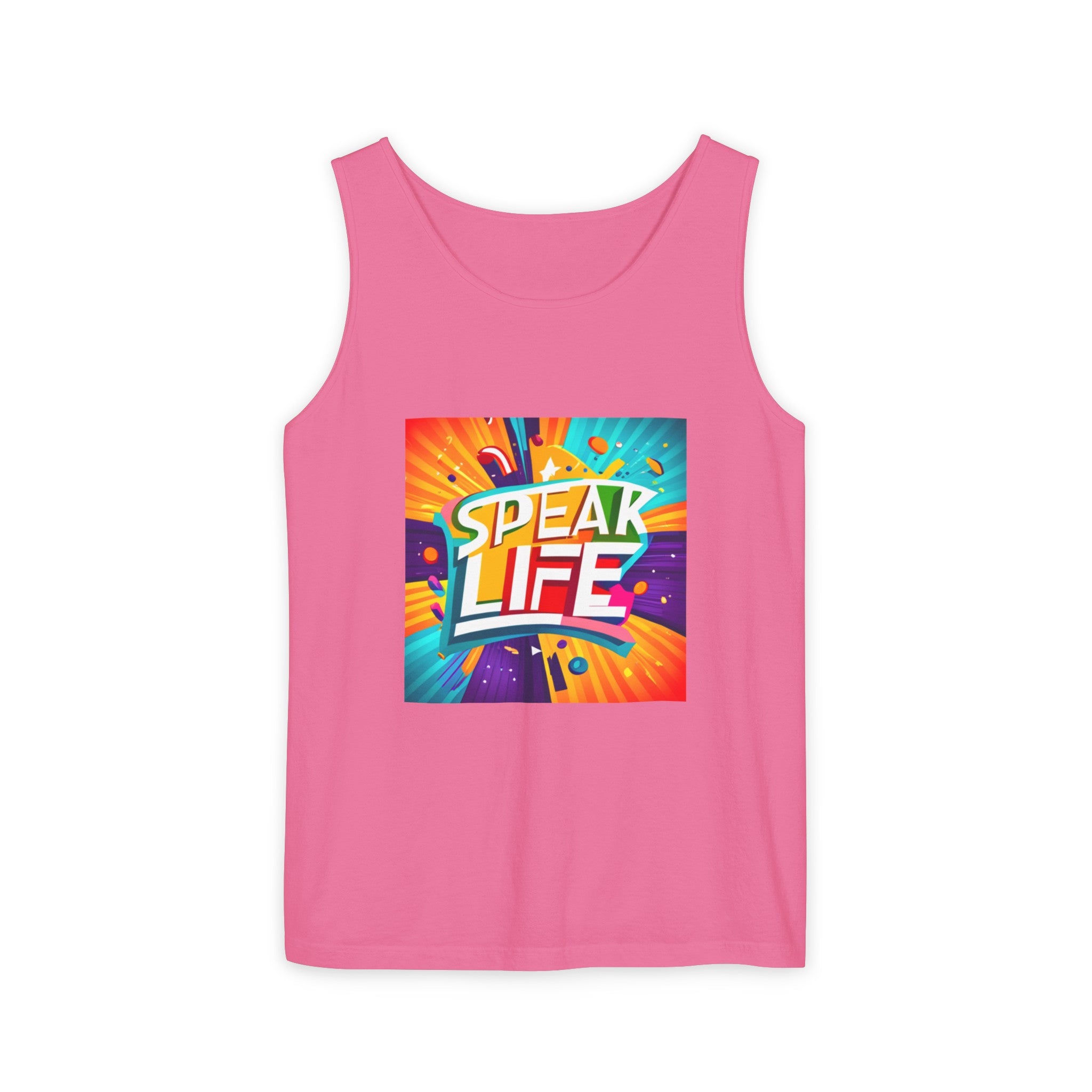"Speak Life" Paint Splash Unisex Garment-Dyed Tank Top