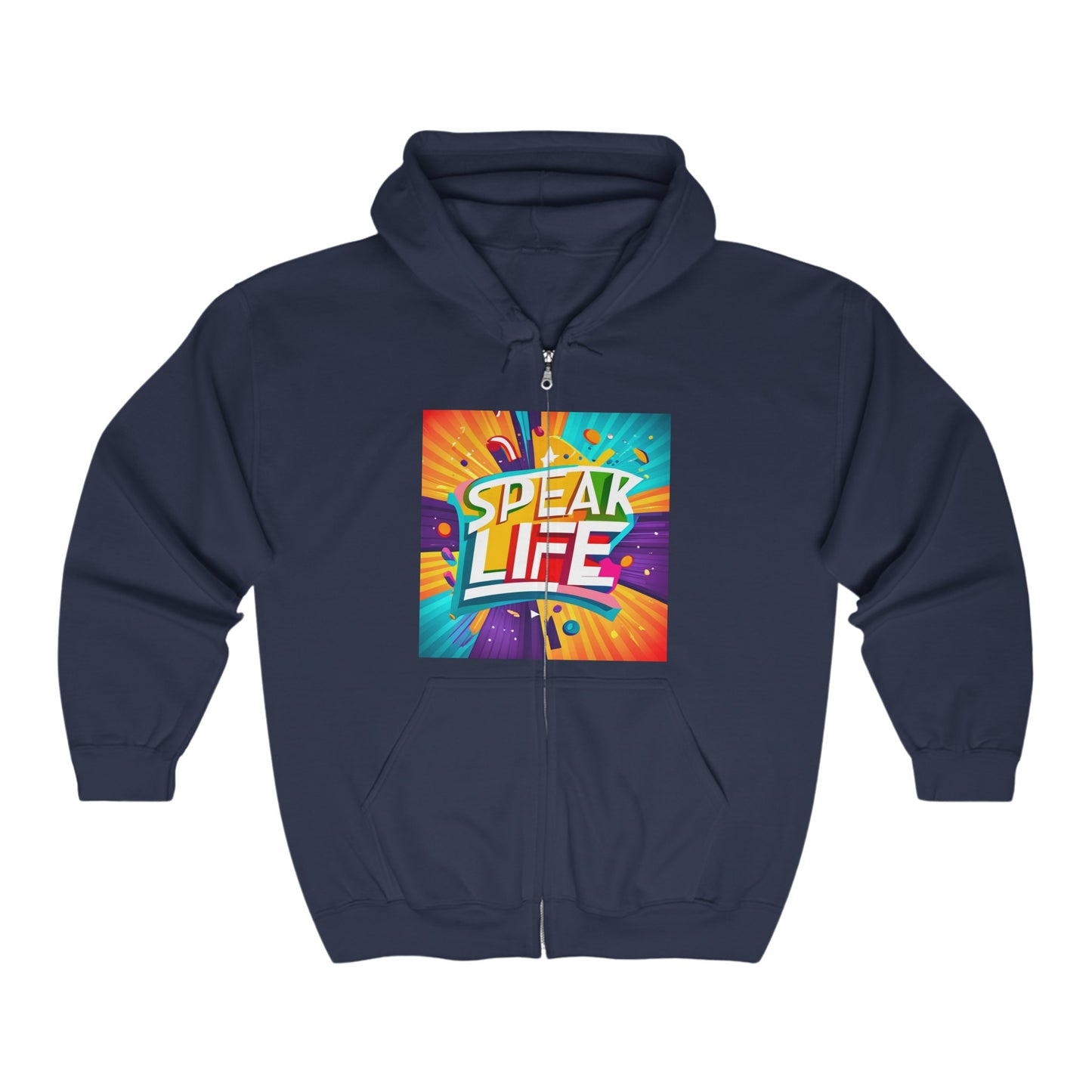 "Speak Life" Paint Splash Unisex Heavy Blend™ Full Zip Hooded Sweatshirt