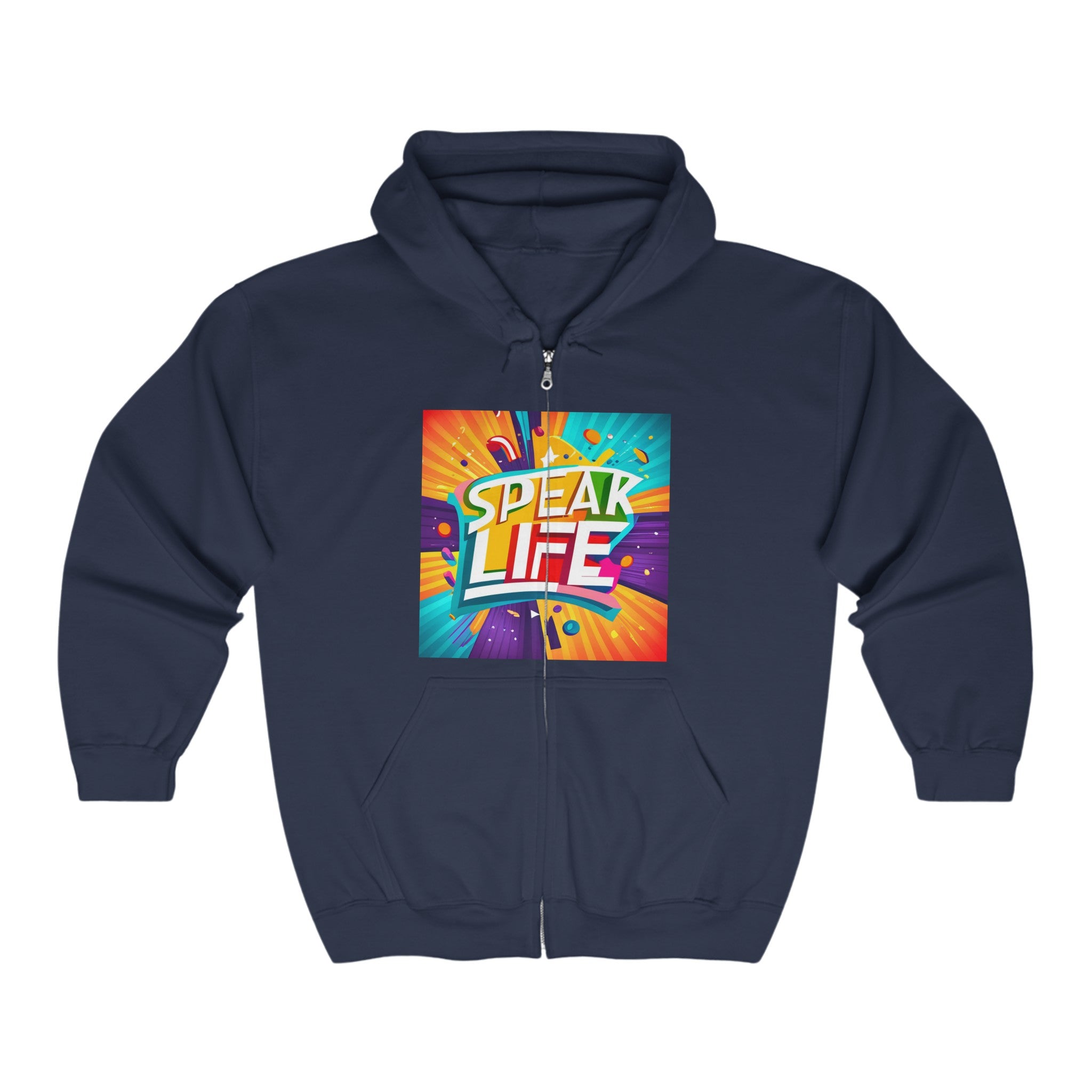 "Speak Life" Paint Splash Unisex Heavy Blend™ Full Zip Hooded Sweatshirt