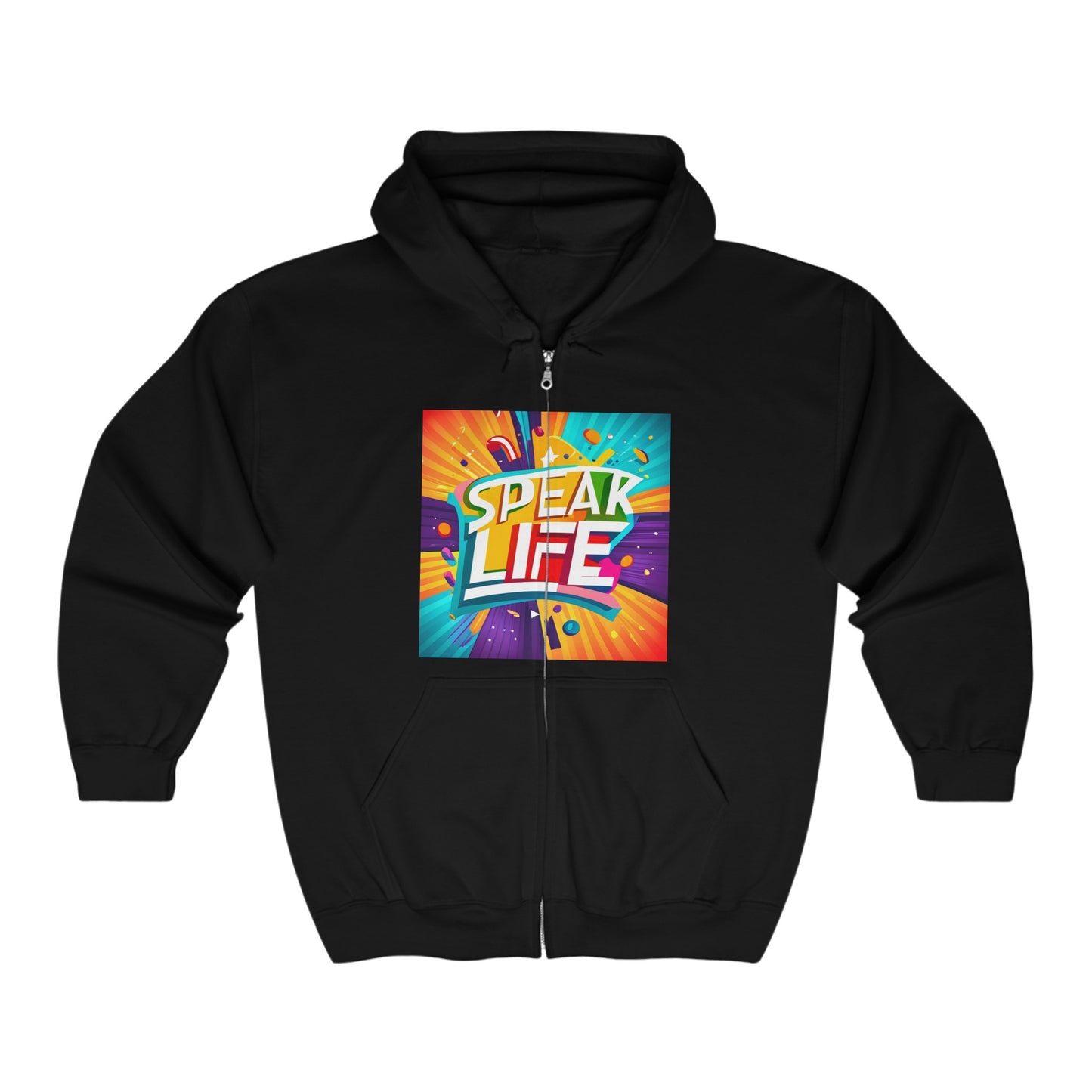 "Speak Life" Paint Splash Unisex Heavy Blend™ Full Zip Hooded Sweatshirt