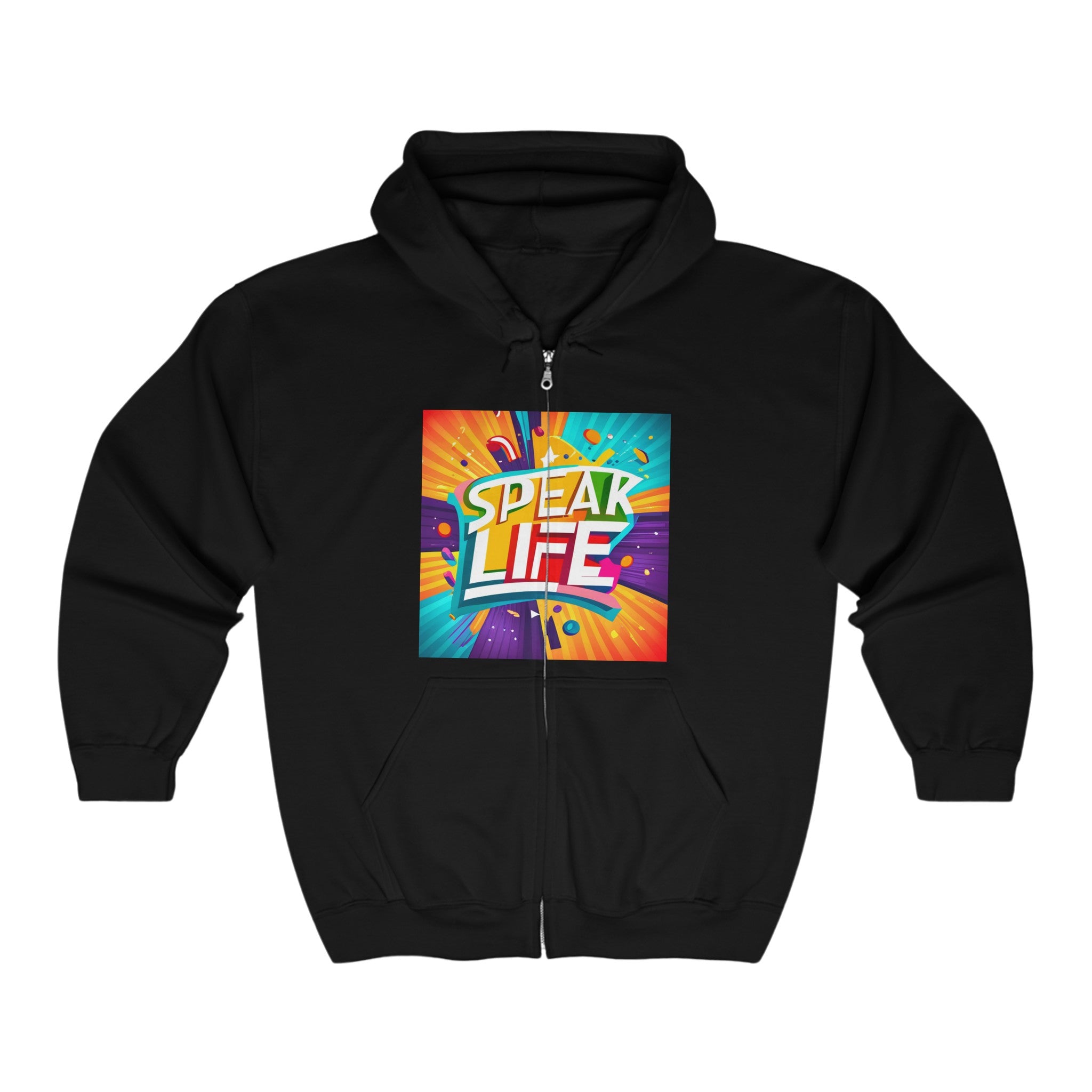 "Speak Life" Paint Splash Unisex Heavy Blend™ Full Zip Hooded Sweatshirt