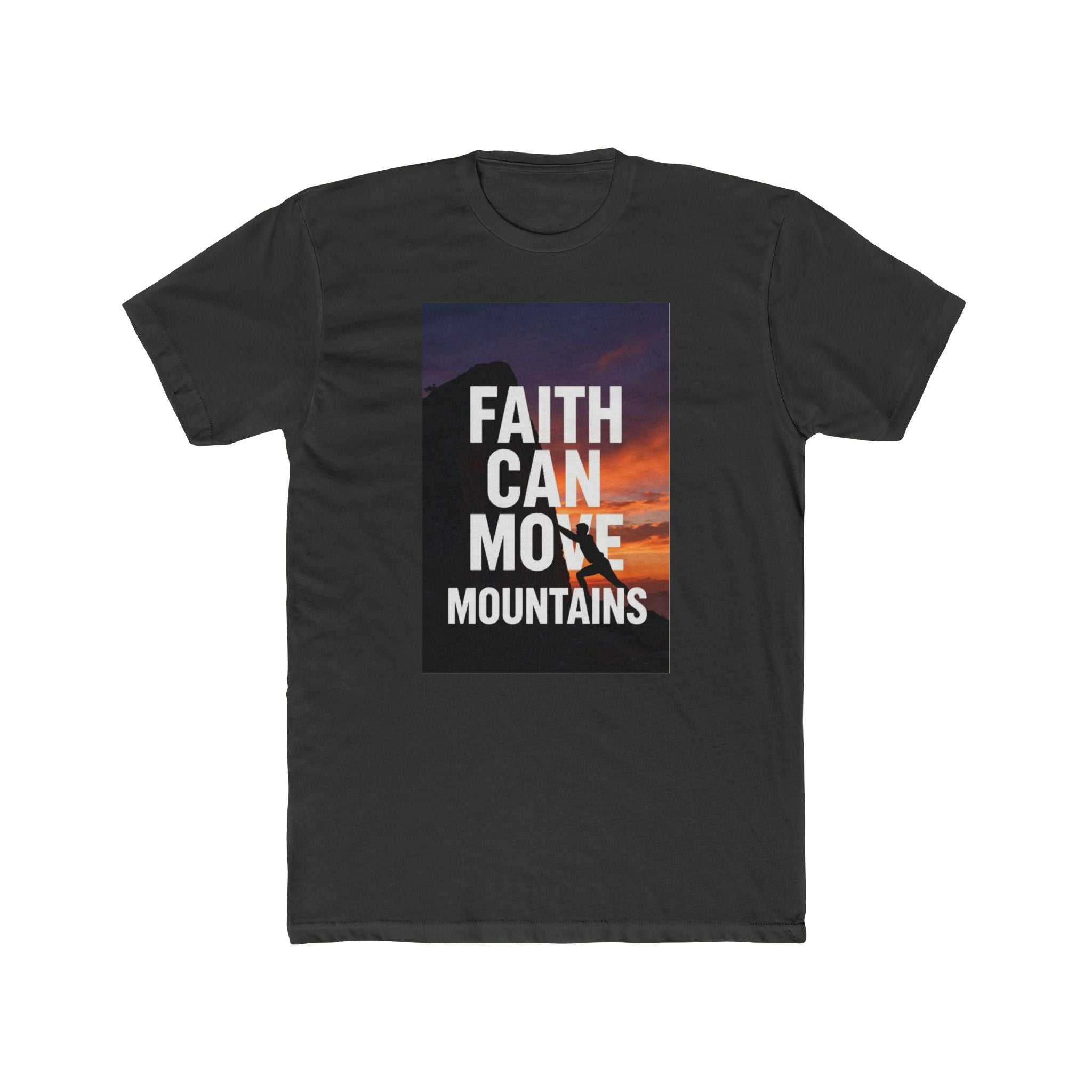 Faith Can Move Mountains T‑Shirt — Inspirational Christian Tee with Mountain Sunset Design