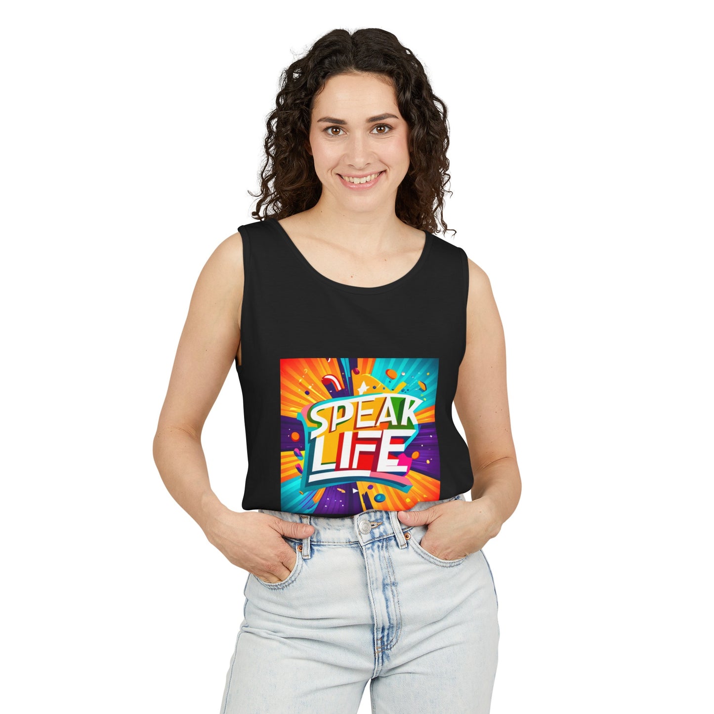 "Speak Life" Paint Splash Unisex Garment-Dyed Tank Top