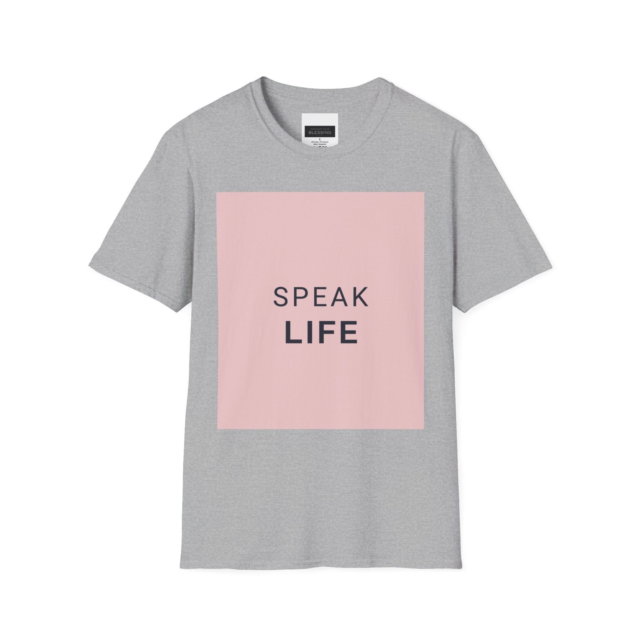 Women's Speak Life T-Shirt — Positive Message Pink Block Graphic Tee