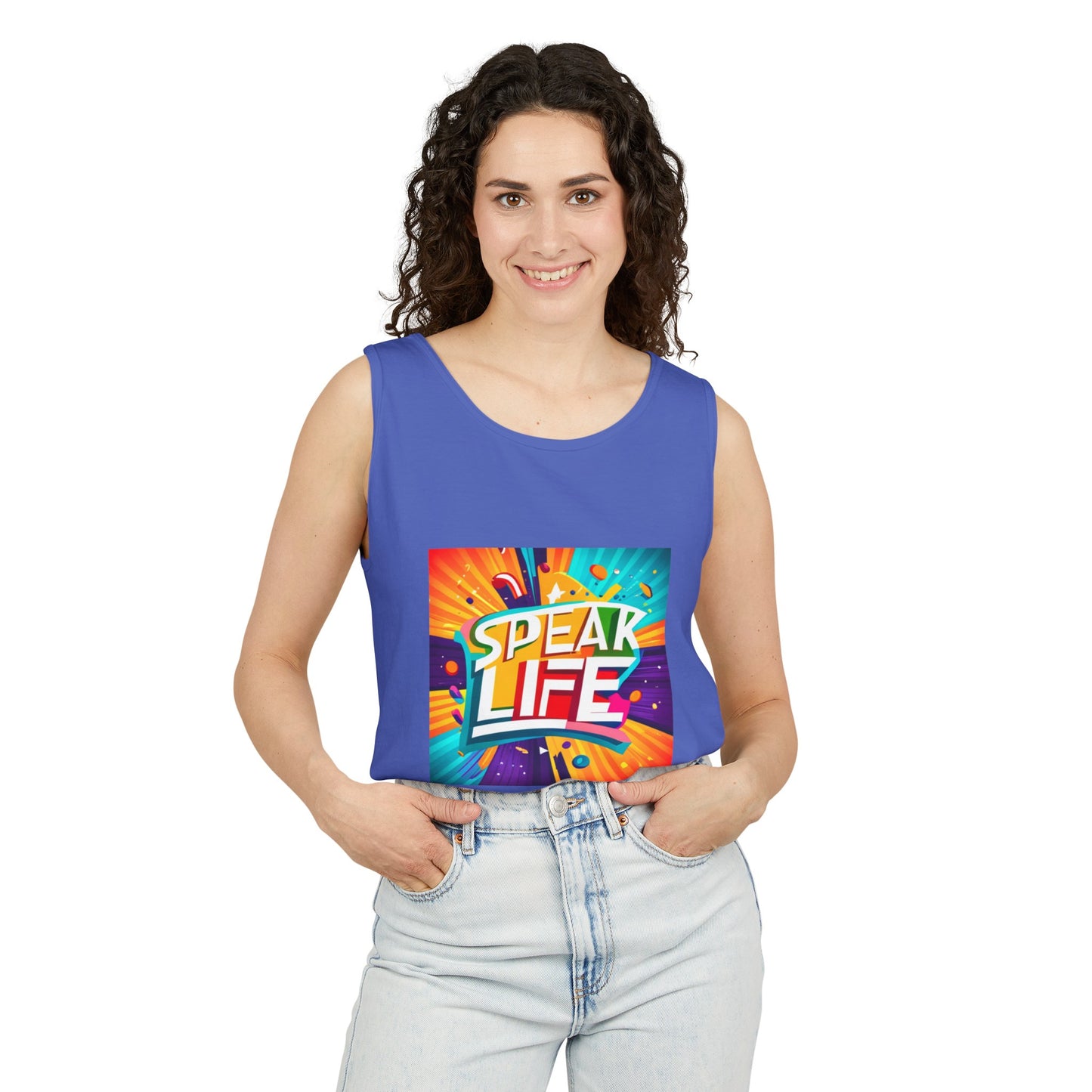 "Speak Life" Paint Splash Unisex Garment-Dyed Tank Top
