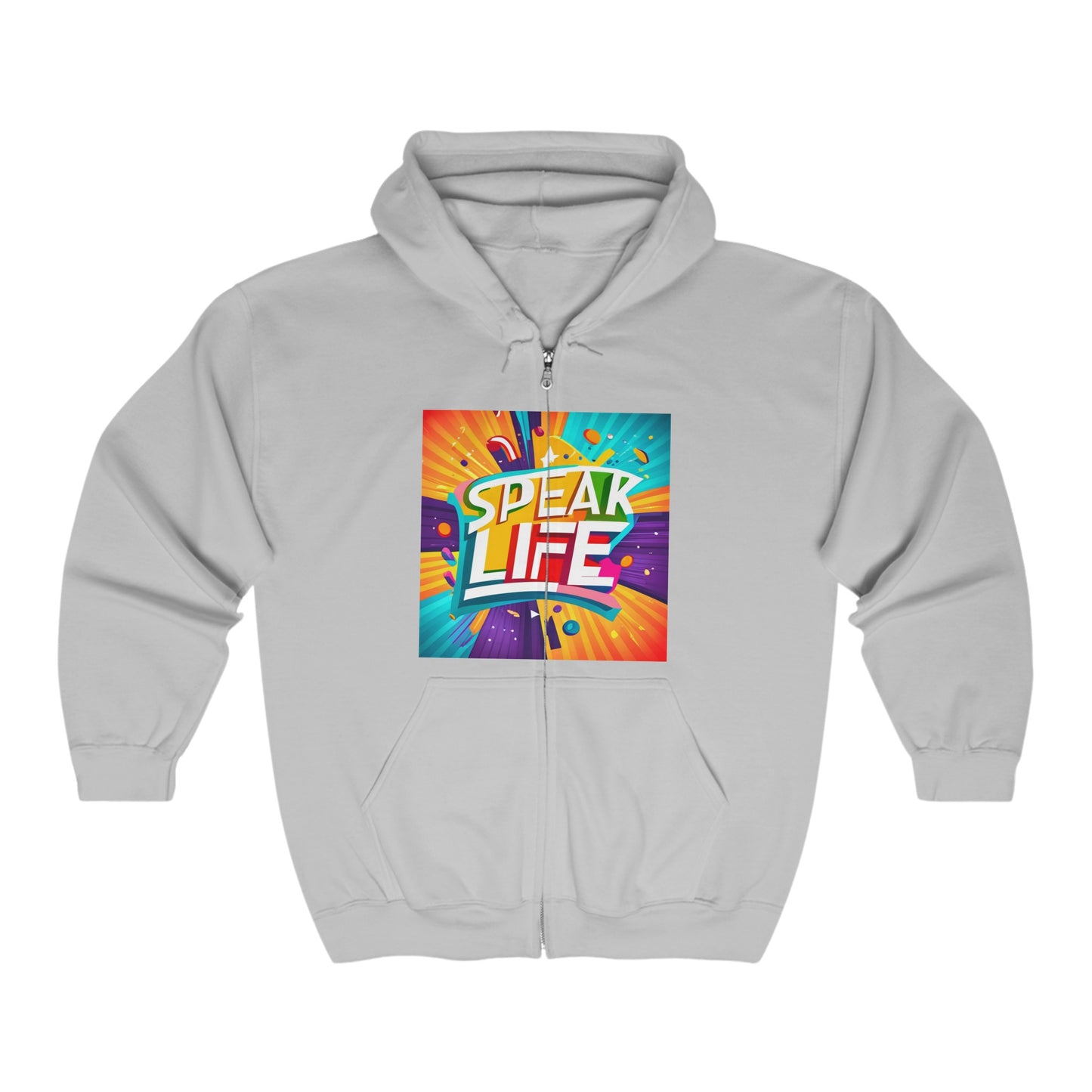 "Speak Life" Paint Splash Unisex Heavy Blend™ Full Zip Hooded Sweatshirt