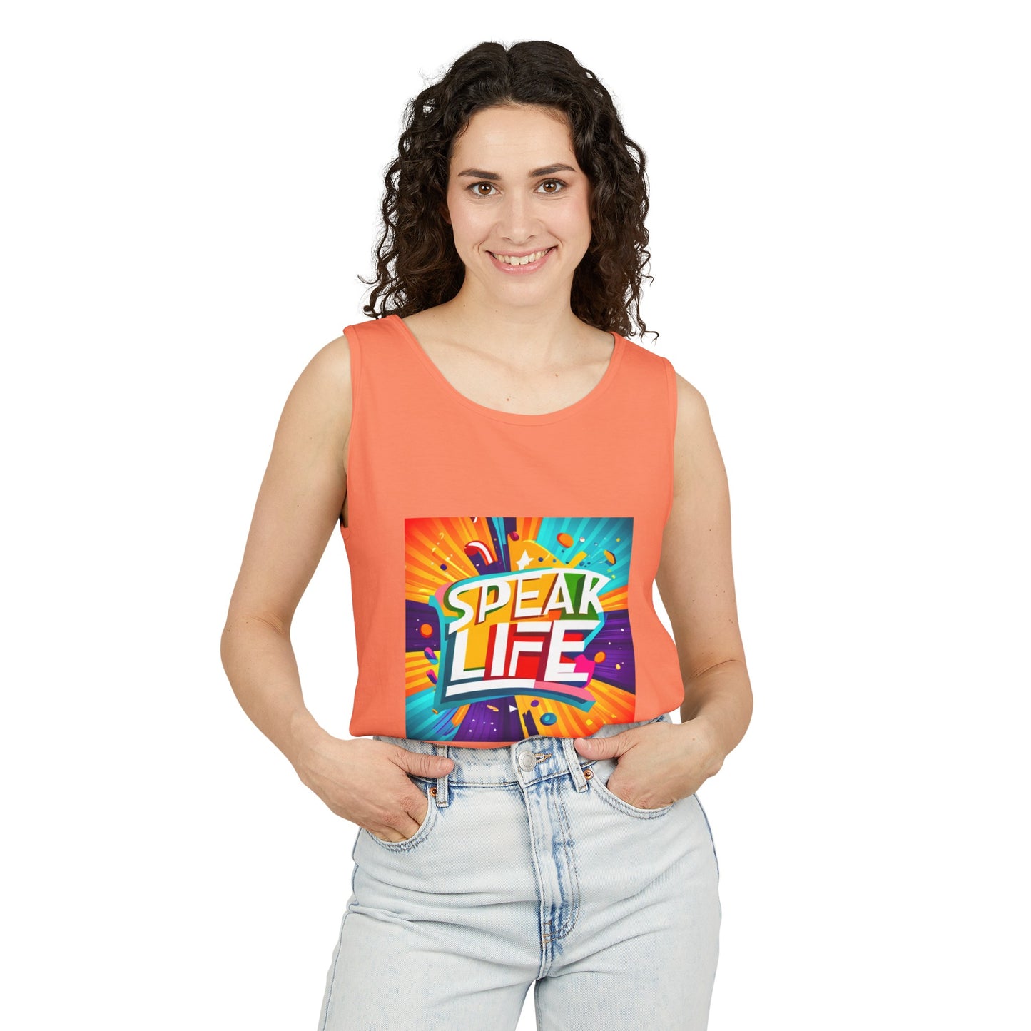 "Speak Life" Paint Splash Unisex Garment-Dyed Tank Top