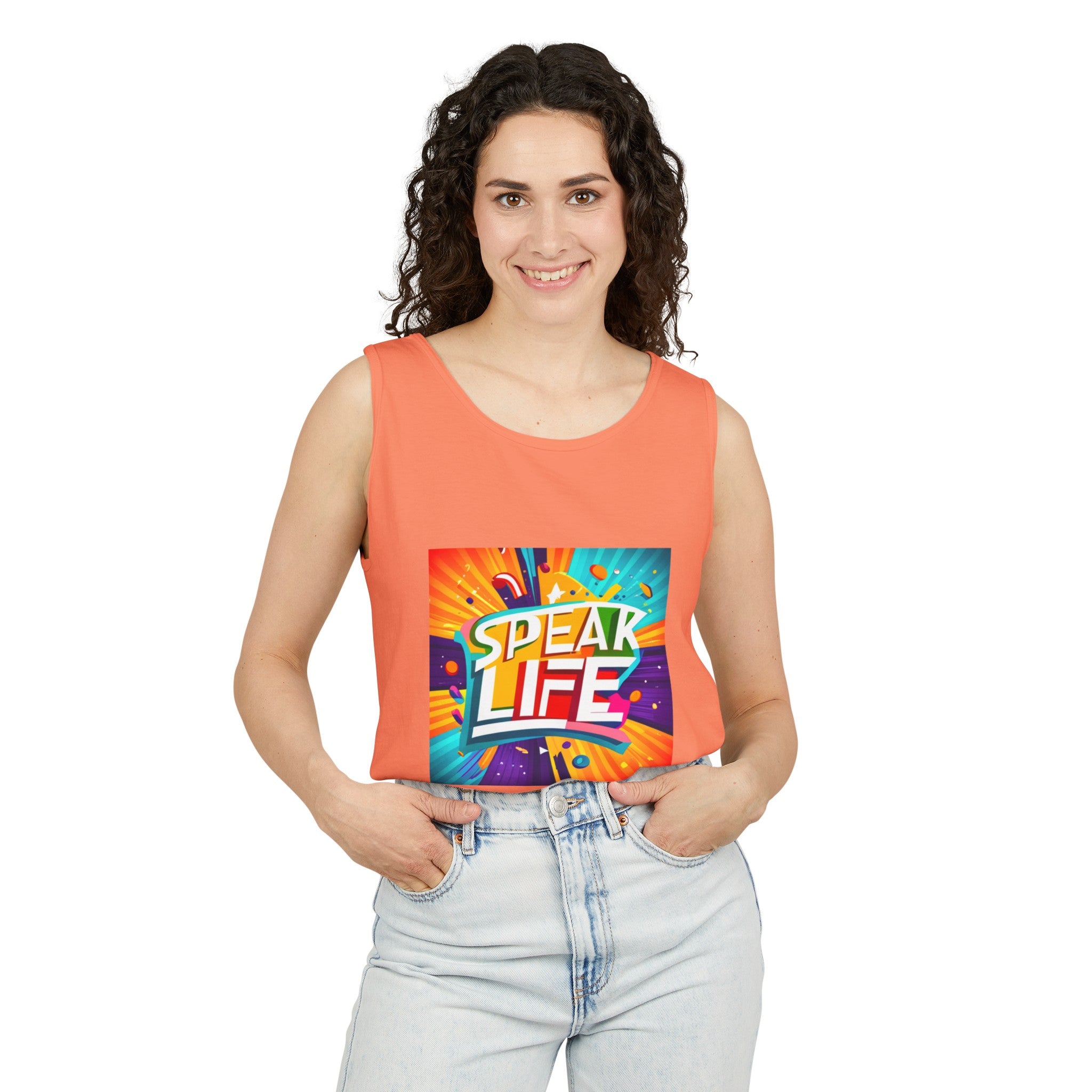 "Speak Life" Paint Splash Unisex Garment-Dyed Tank Top