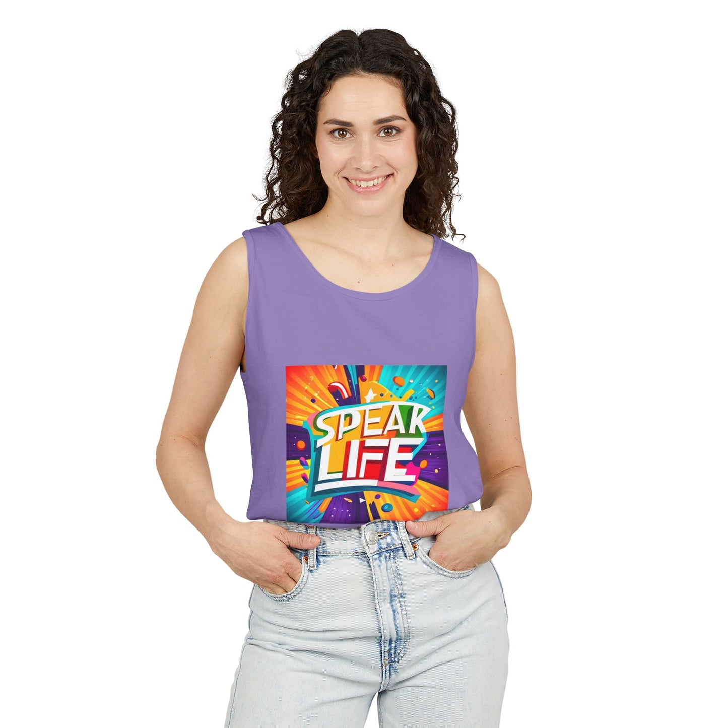 "Speak Life" Paint Splash Unisex Garment-Dyed Tank Top