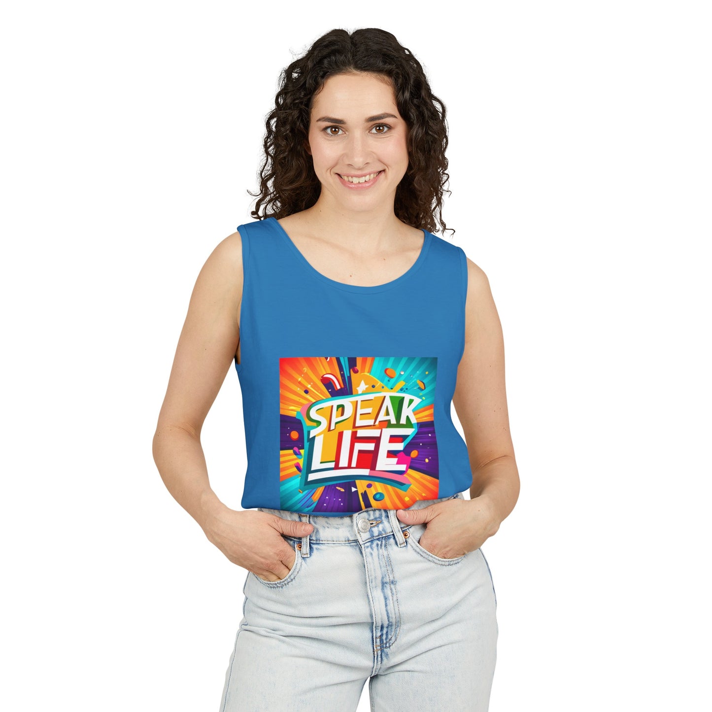 "Speak Life" Paint Splash Unisex Garment-Dyed Tank Top
