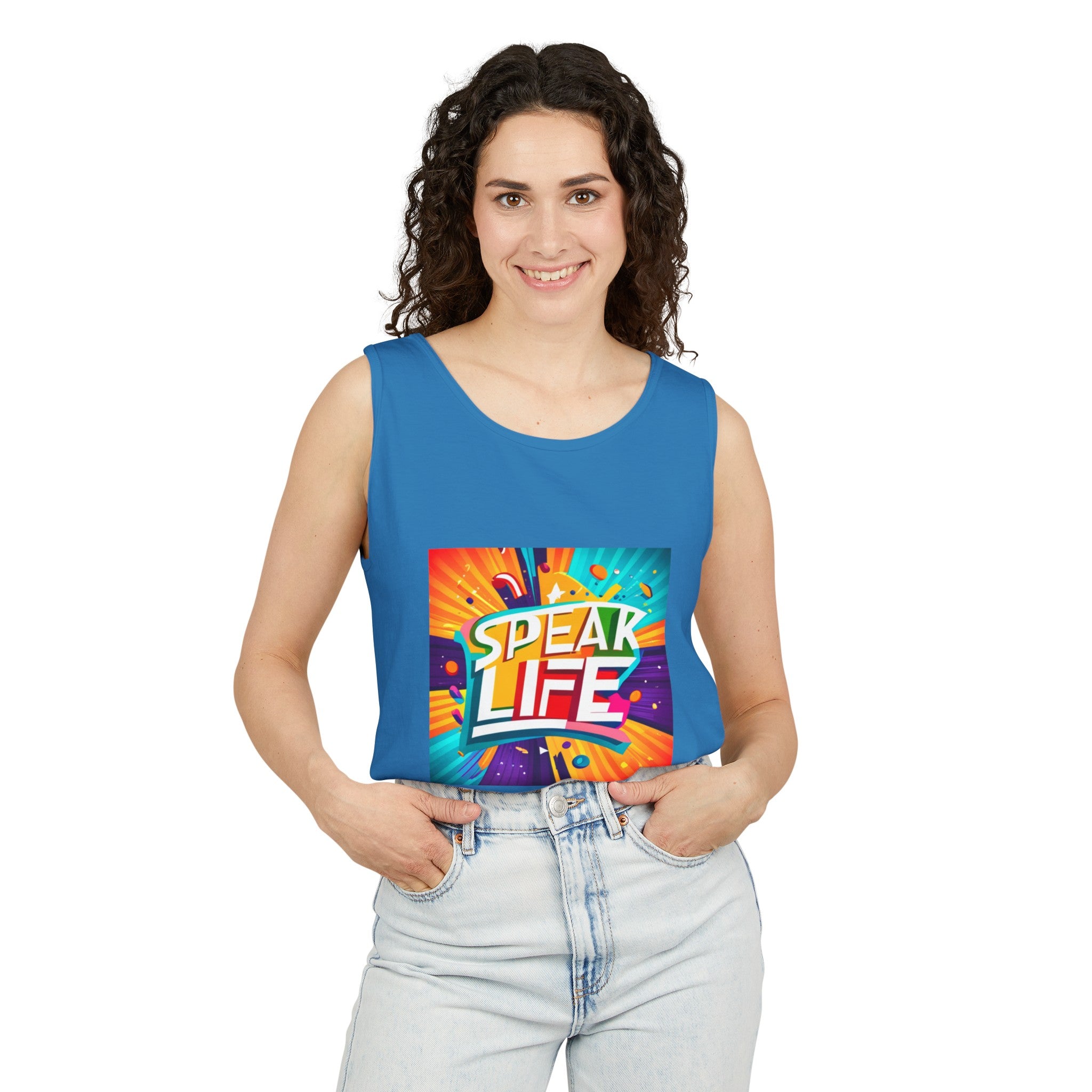 "Speak Life" Paint Splash Unisex Garment-Dyed Tank Top