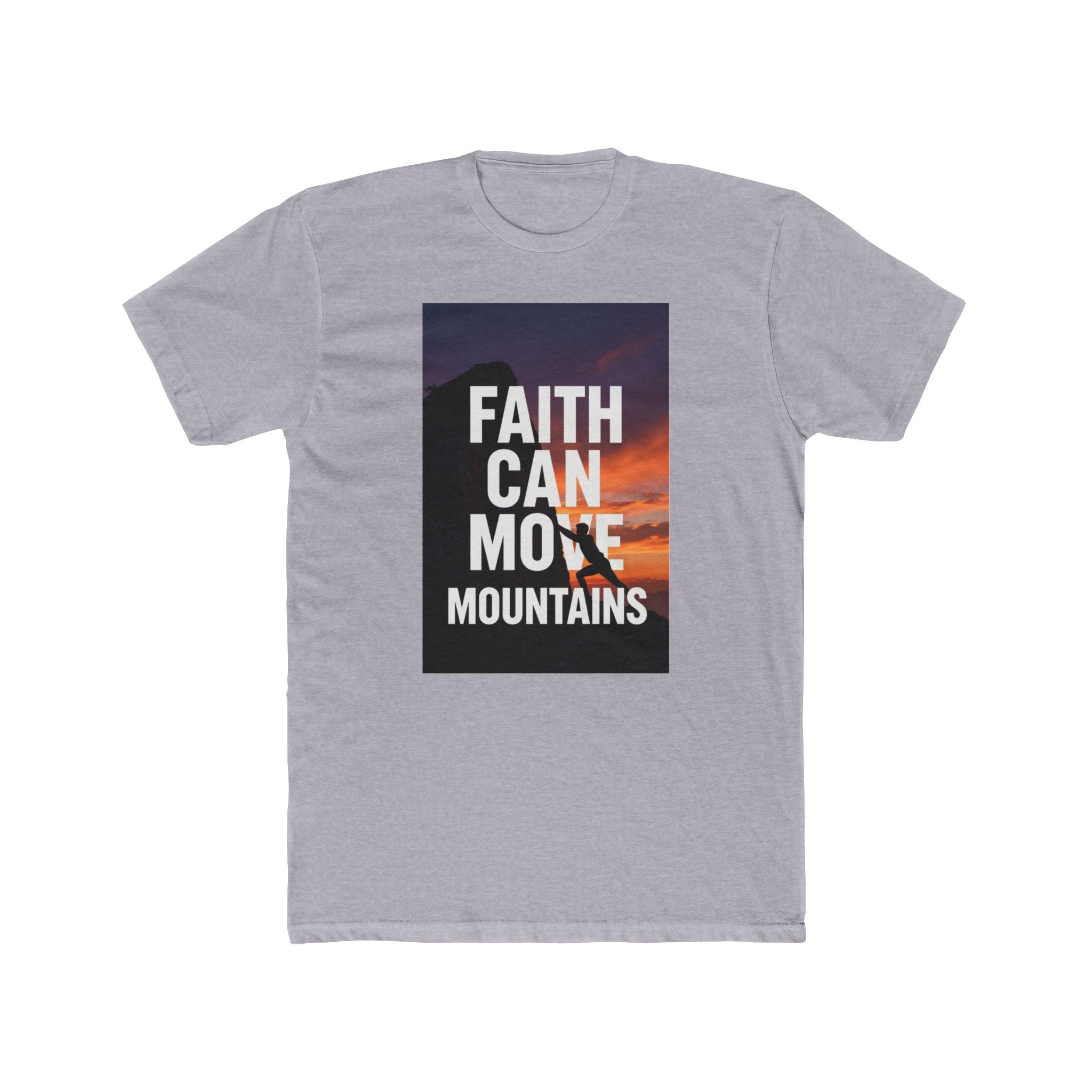 Faith Can Move Mountains T‑Shirt — Inspirational Christian Tee with Mountain Sunset Design