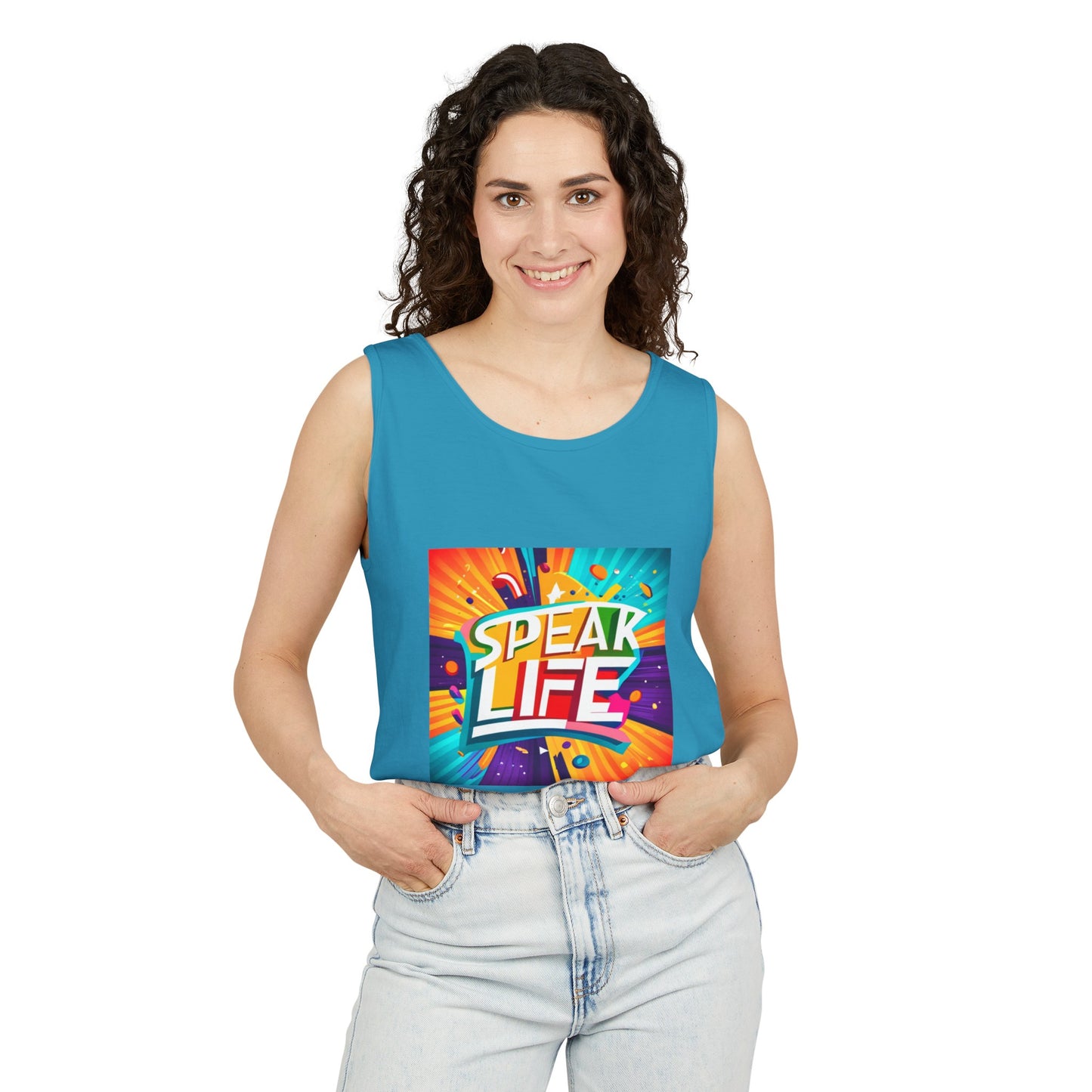 "Speak Life" Paint Splash Unisex Garment-Dyed Tank Top