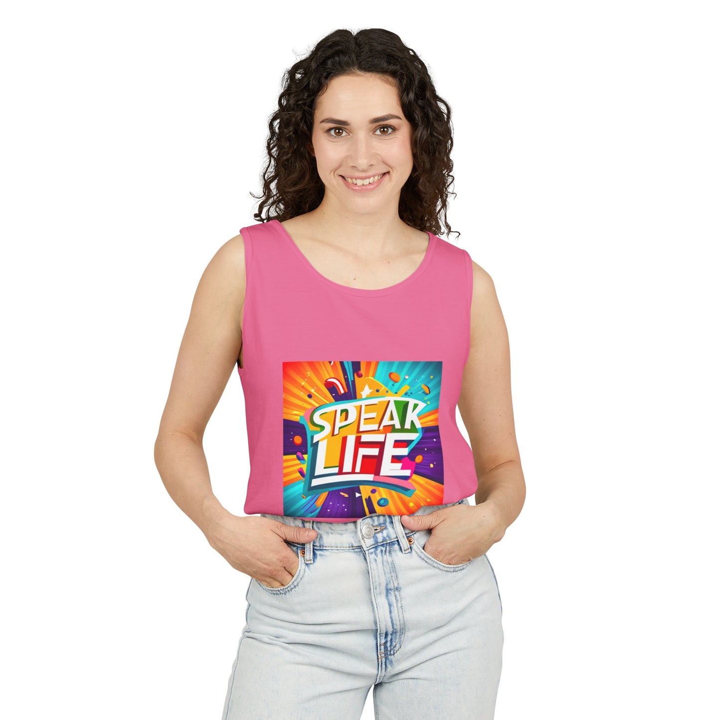 "Speak Life" Paint Splash Unisex Garment-Dyed Tank Top
