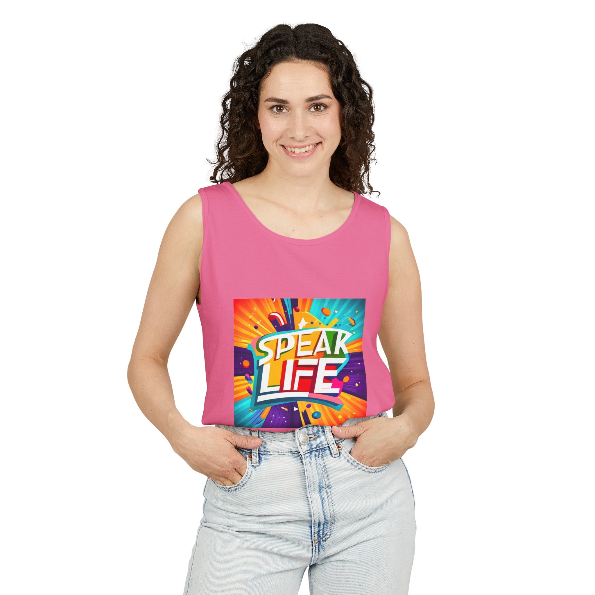"Speak Life" Paint Splash Unisex Garment-Dyed Tank Top