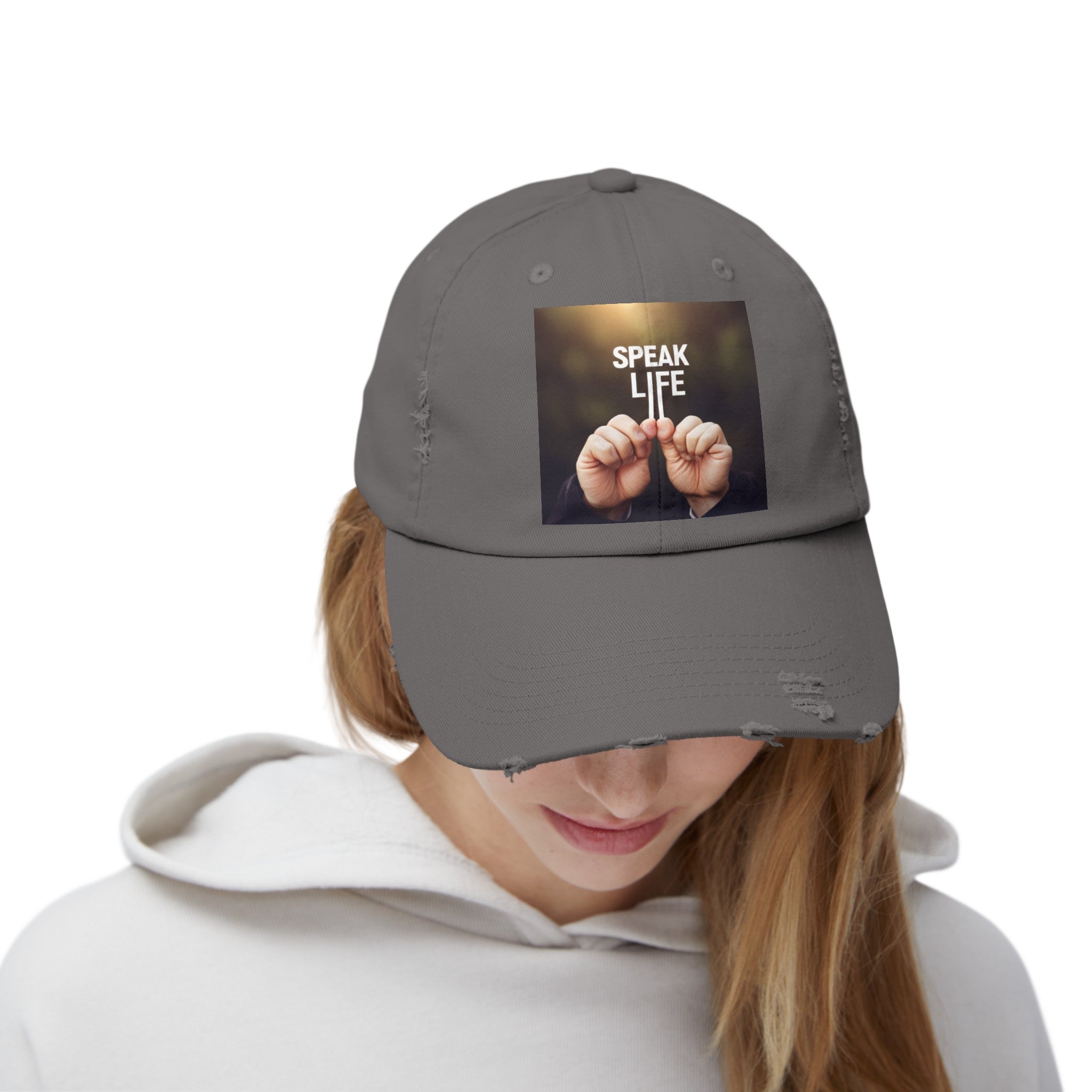 "Speak Life" Unisex Distressed Cap