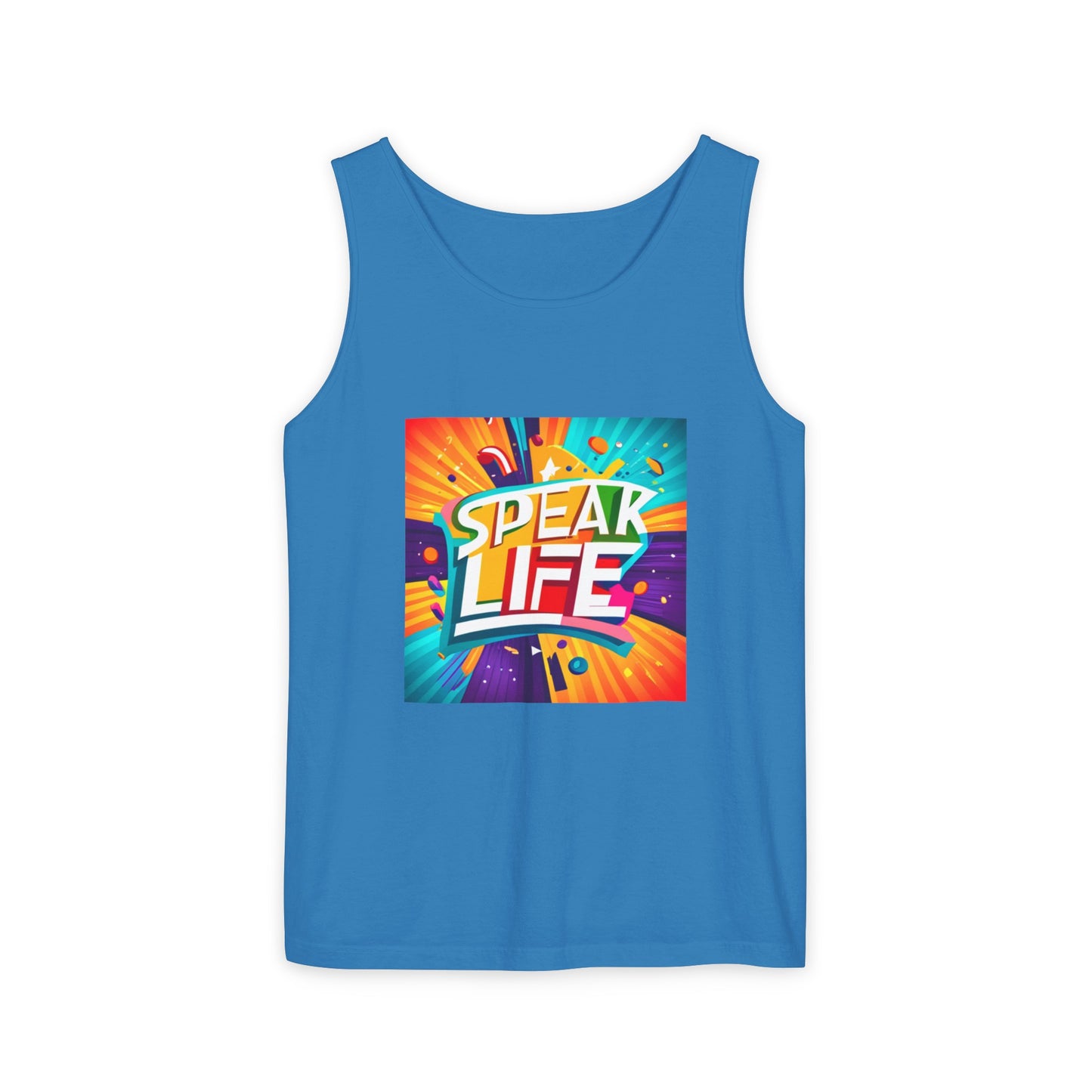 "Speak Life" Paint Splash Unisex Garment-Dyed Tank Top