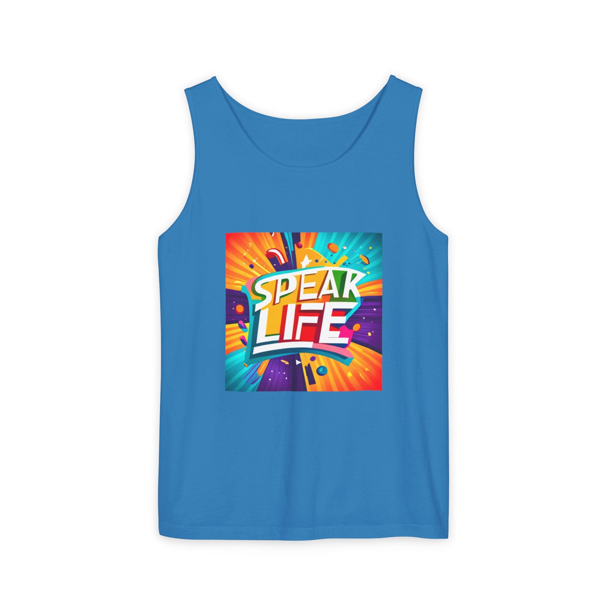 "Speak Life" Paint Splash Unisex Garment-Dyed Tank Top