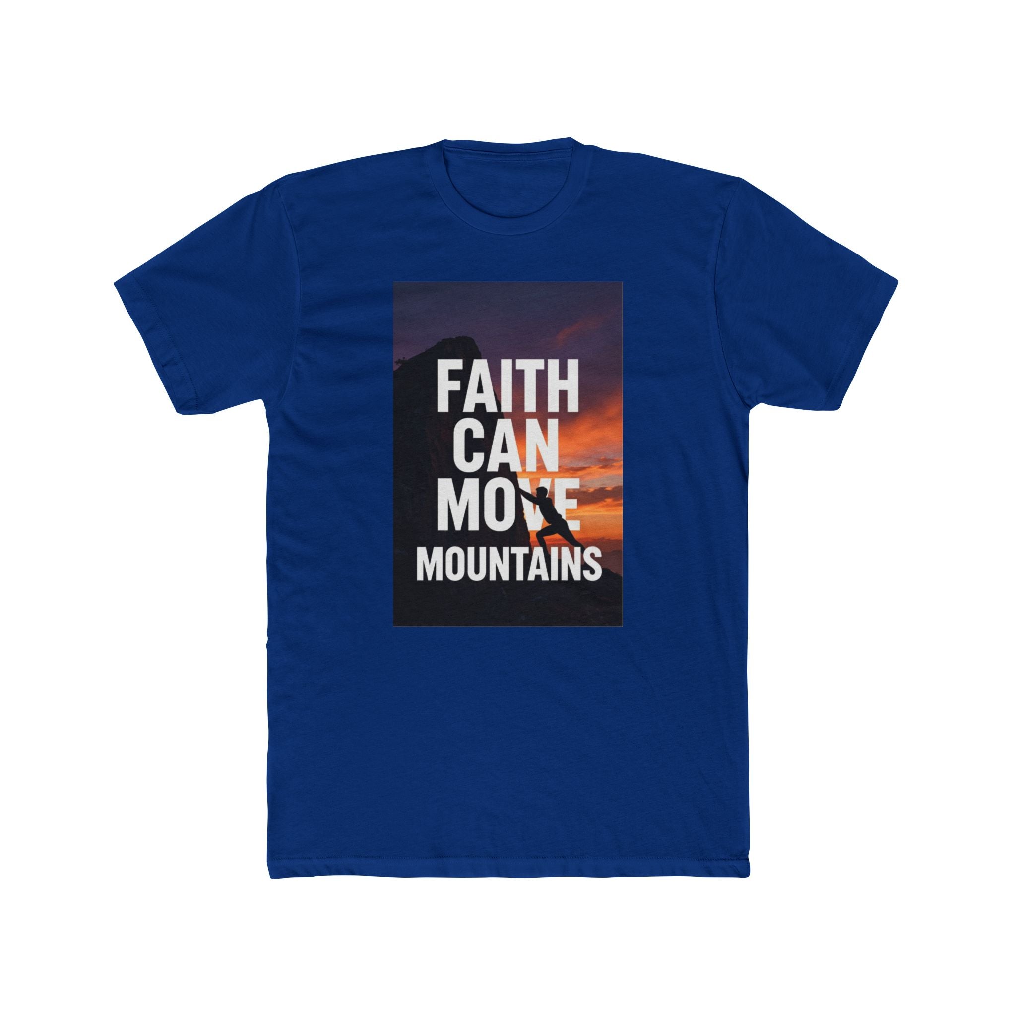 Faith Can Move Mountains T‑Shirt — Inspirational Christian Tee with Mountain Sunset Design