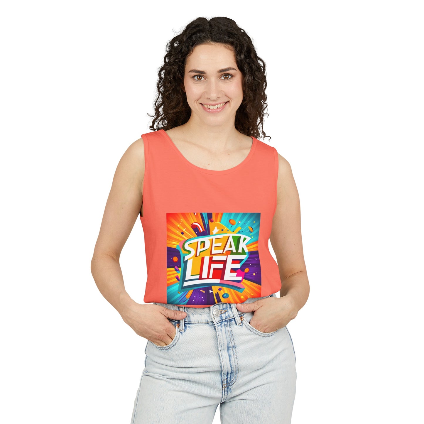 "Speak Life" Paint Splash Unisex Garment-Dyed Tank Top