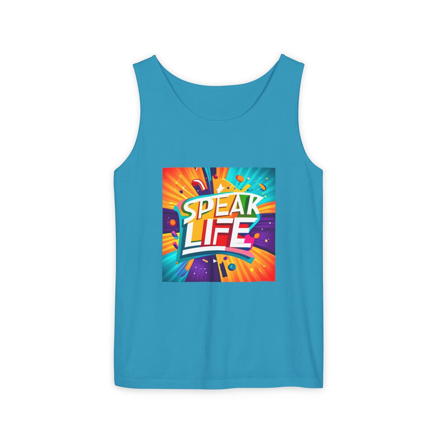 "Speak Life" Paint Splash Unisex Garment-Dyed Tank Top