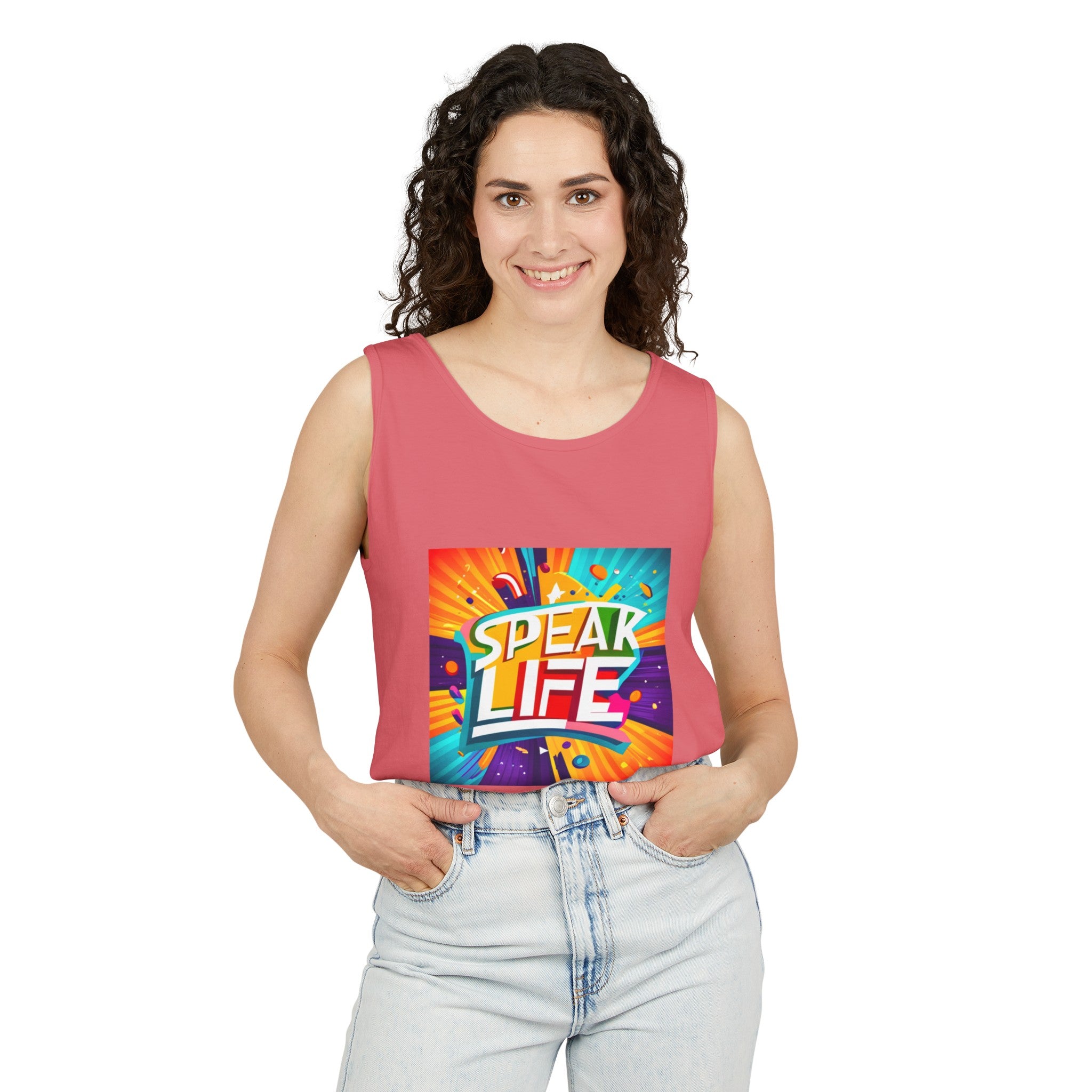 "Speak Life" Paint Splash Unisex Garment-Dyed Tank Top