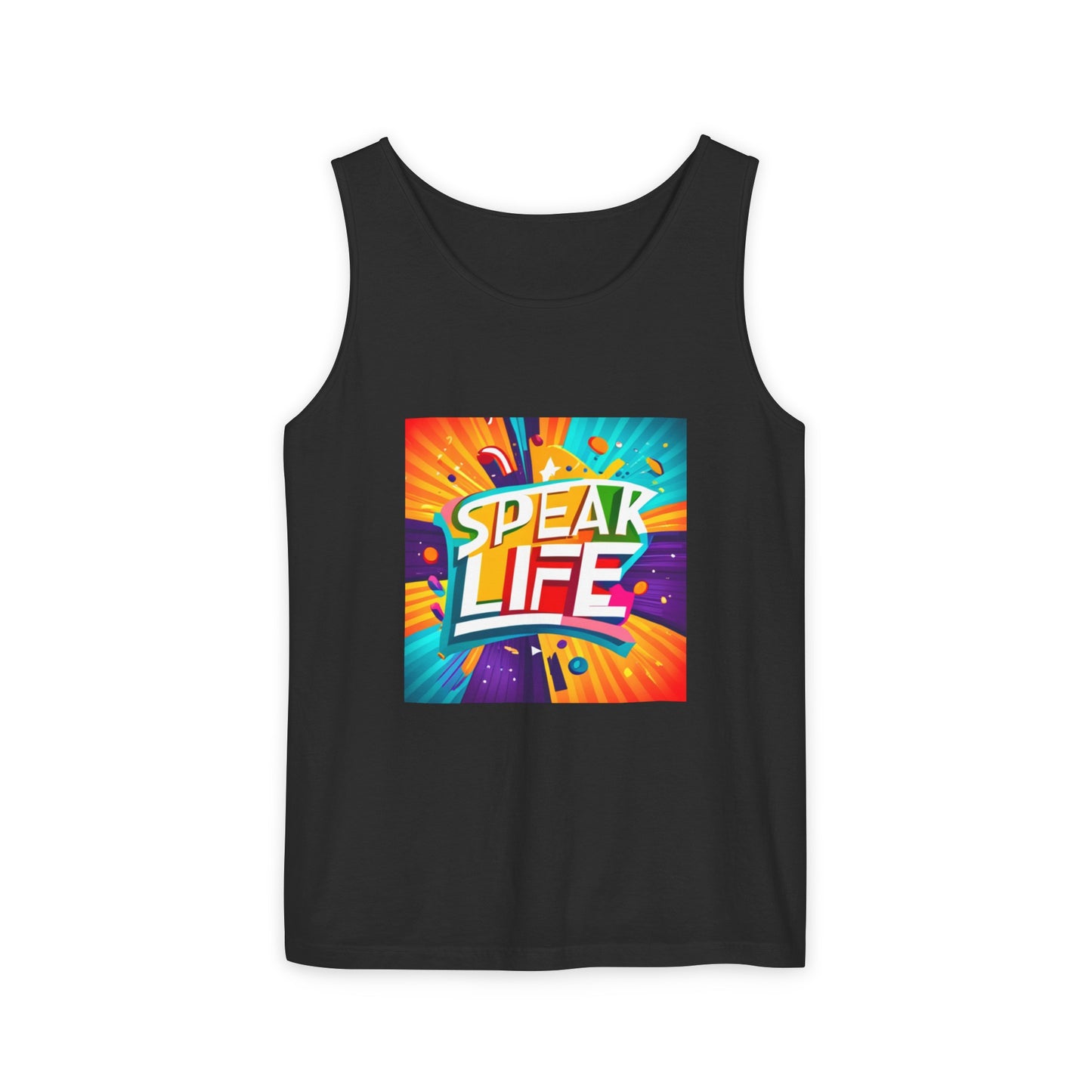 "Speak Life" Paint Splash Unisex Garment-Dyed Tank Top