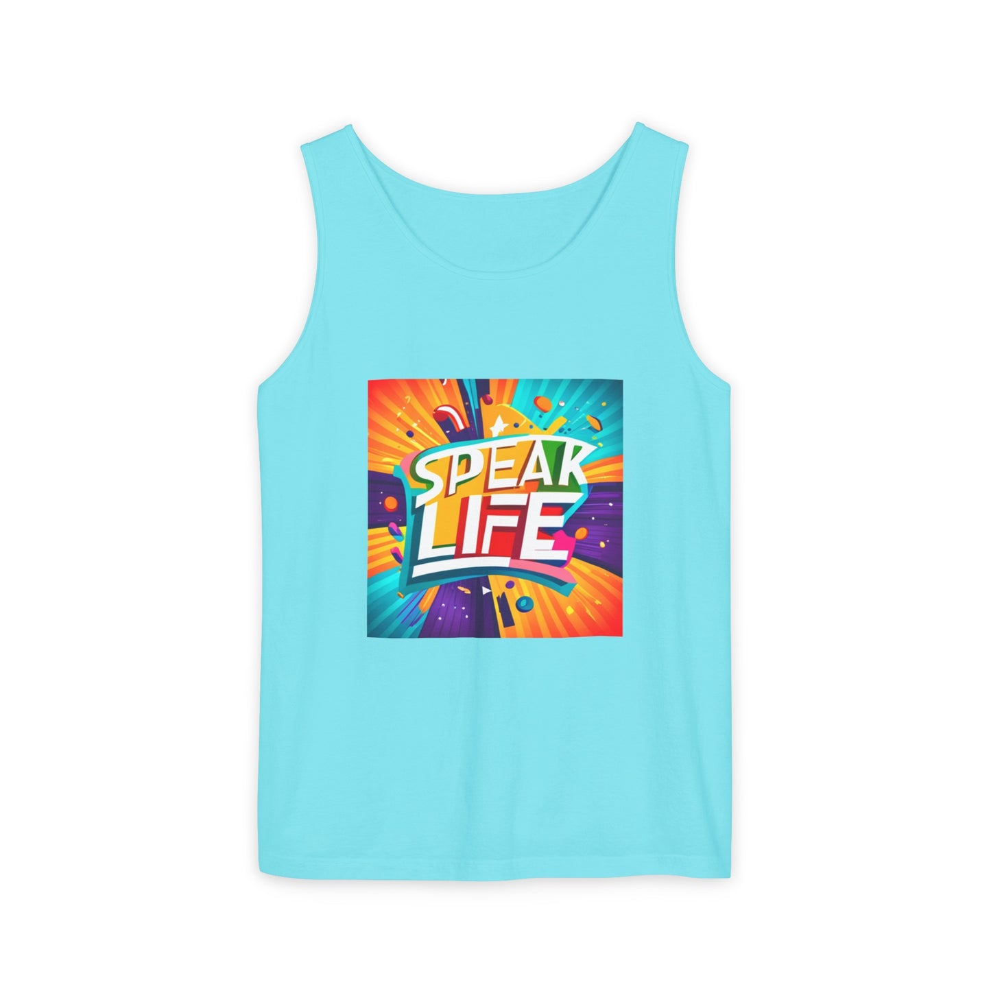 "Speak Life" Paint Splash Unisex Garment-Dyed Tank Top