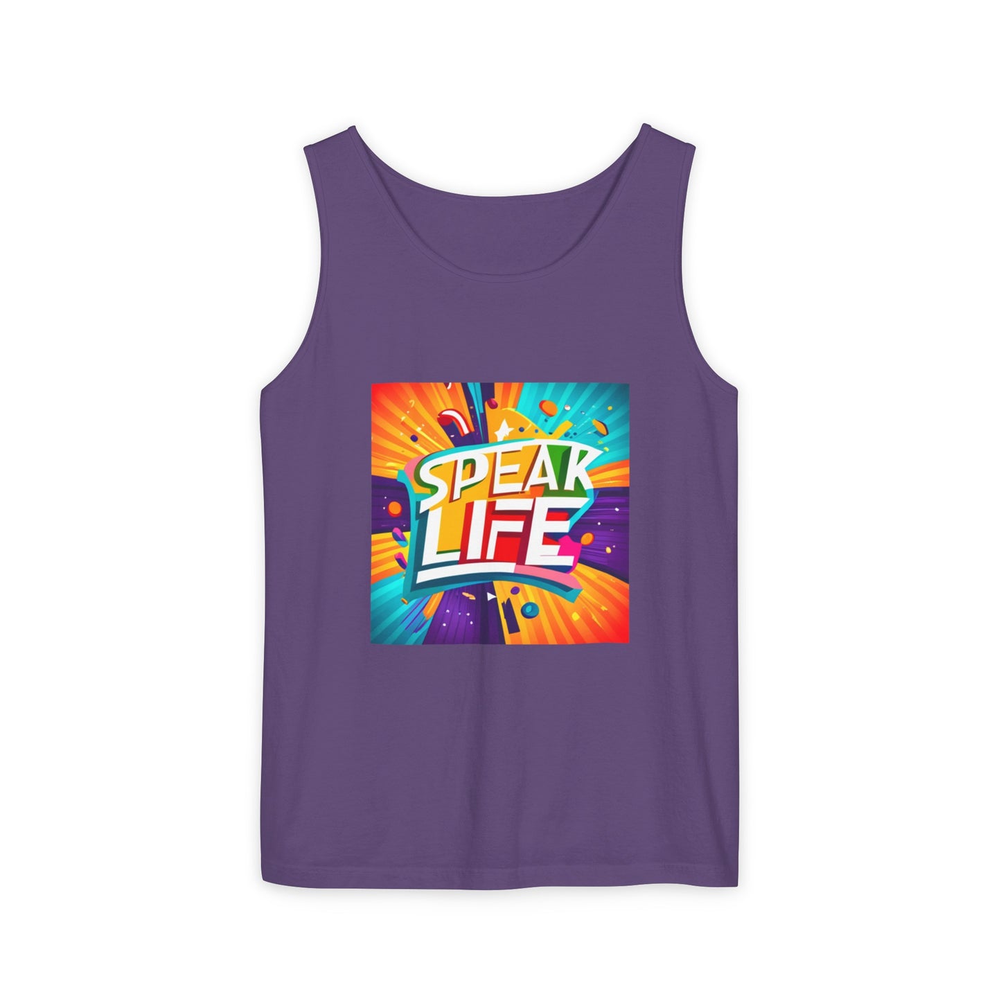 "Speak Life" Paint Splash Unisex Garment-Dyed Tank Top
