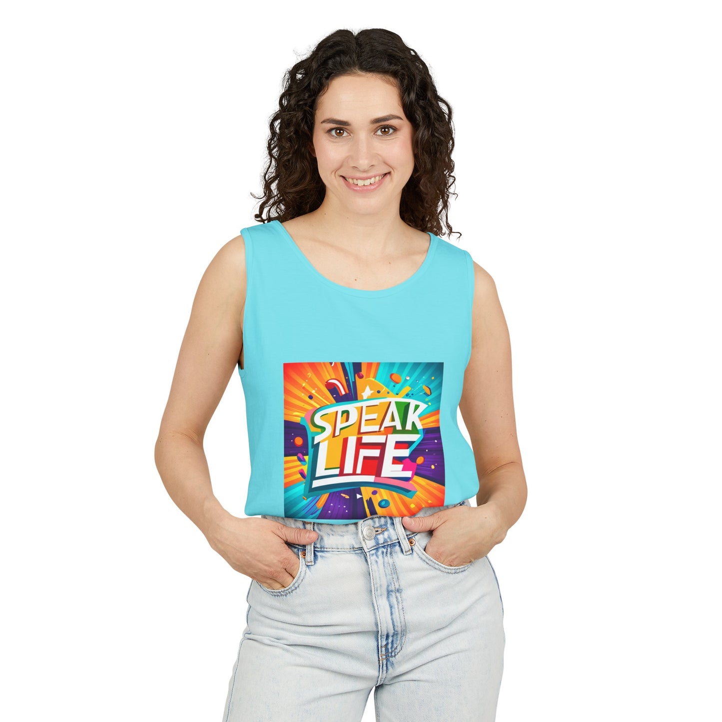 "Speak Life" Paint Splash Unisex Garment-Dyed Tank Top