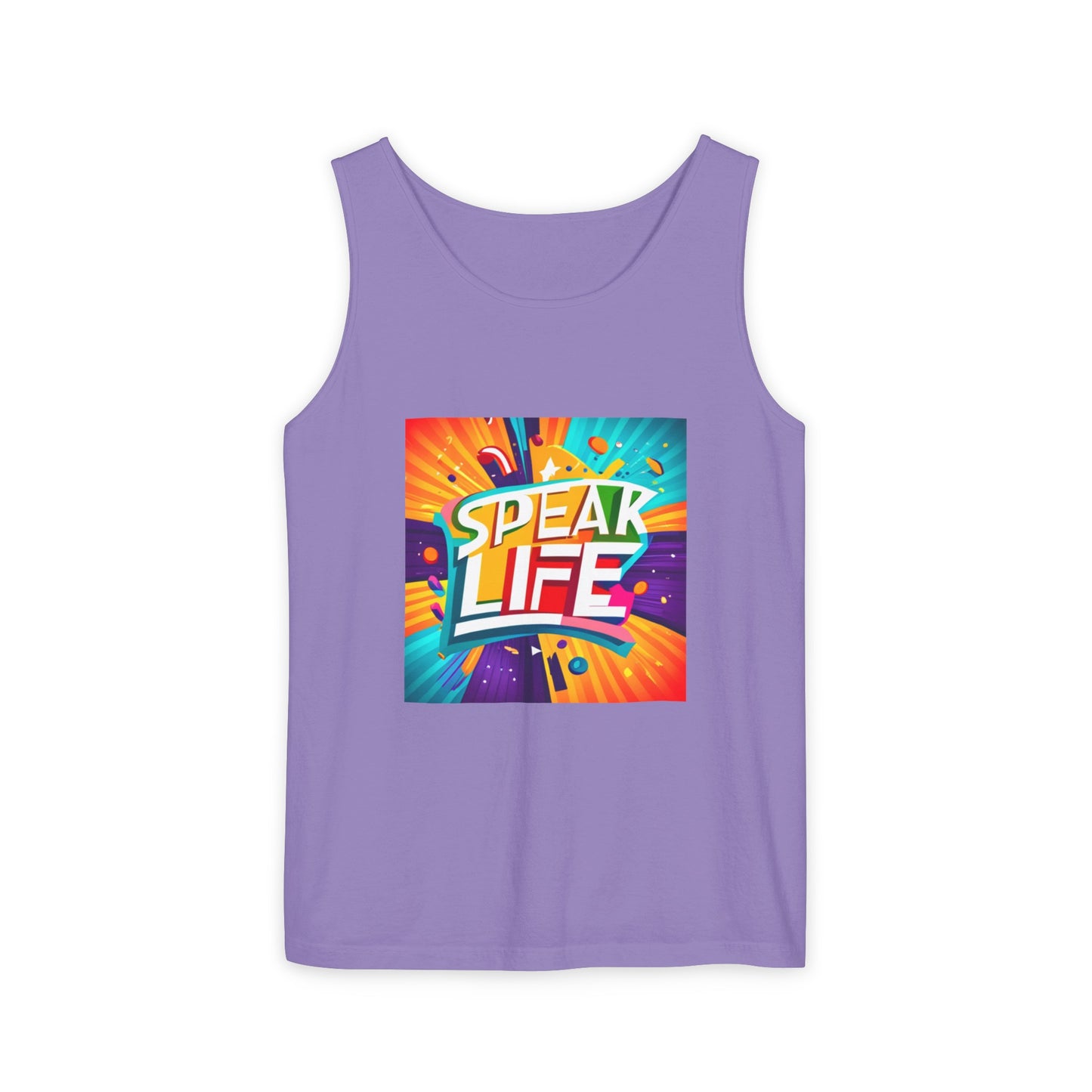 "Speak Life" Paint Splash Unisex Garment-Dyed Tank Top