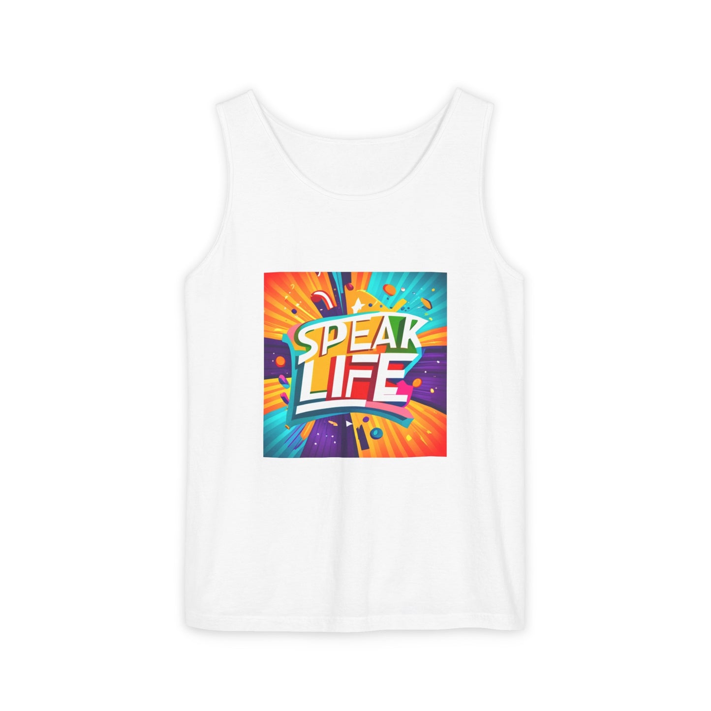 "Speak Life" Paint Splash Unisex Garment-Dyed Tank Top