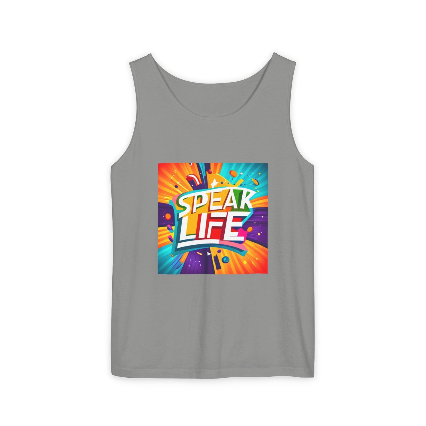 "Speak Life" Paint Splash Unisex Garment-Dyed Tank Top