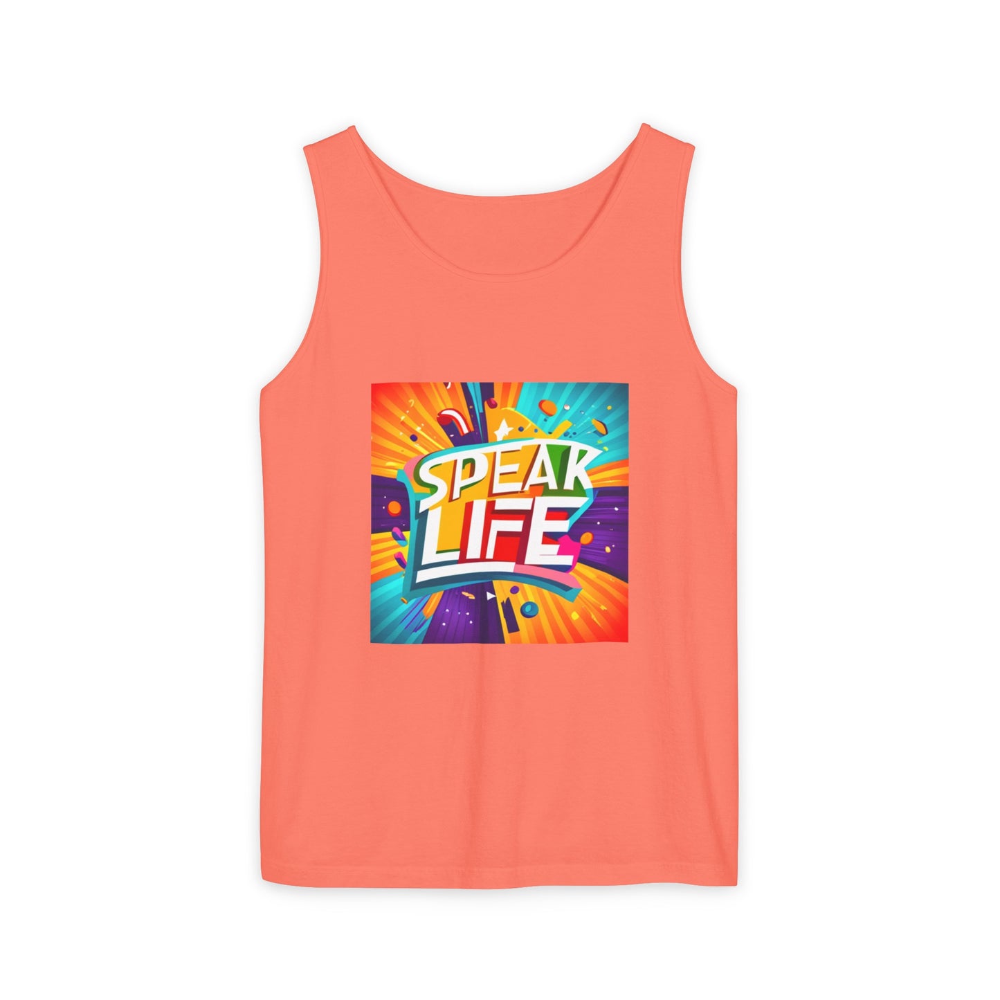 "Speak Life" Paint Splash Unisex Garment-Dyed Tank Top