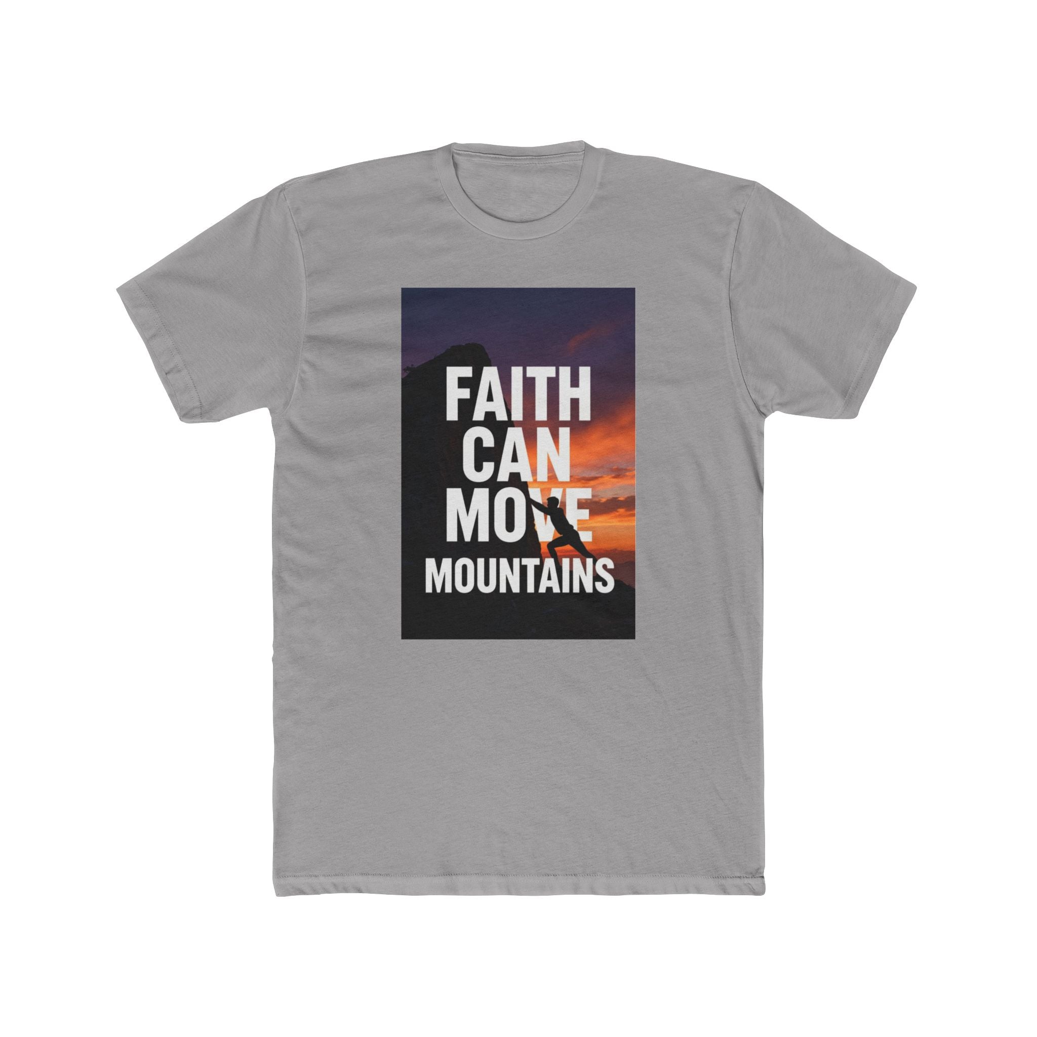 Faith Can Move Mountains T‑Shirt — Inspirational Christian Tee with Mountain Sunset Design