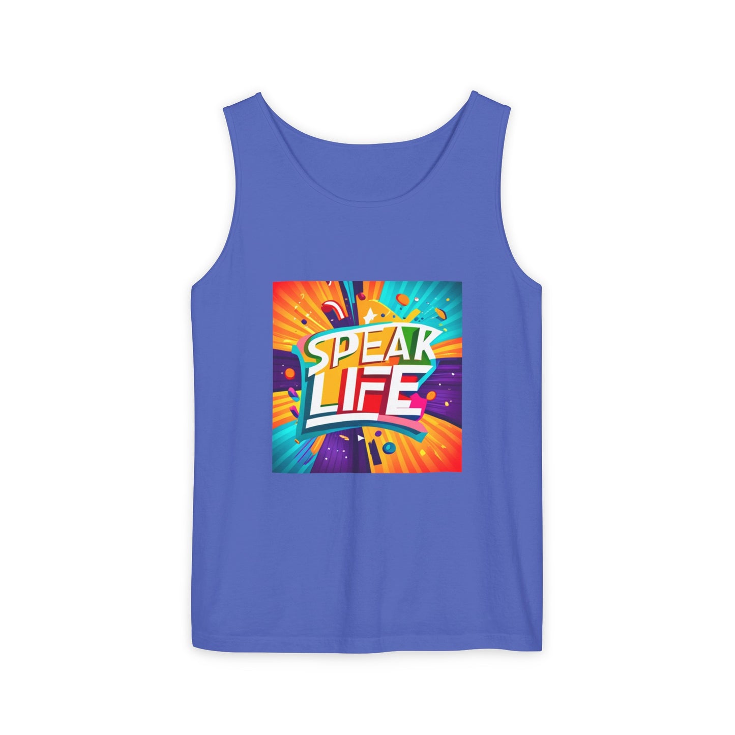 "Speak Life" Paint Splash Unisex Garment-Dyed Tank Top