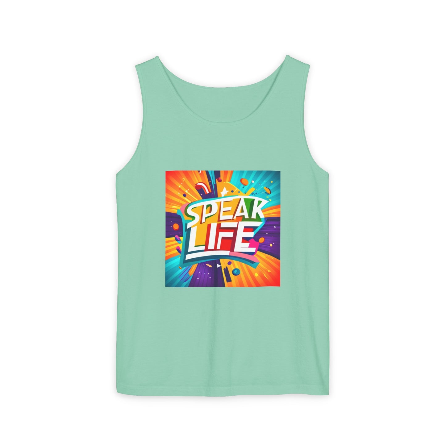 "Speak Life" Paint Splash Unisex Garment-Dyed Tank Top