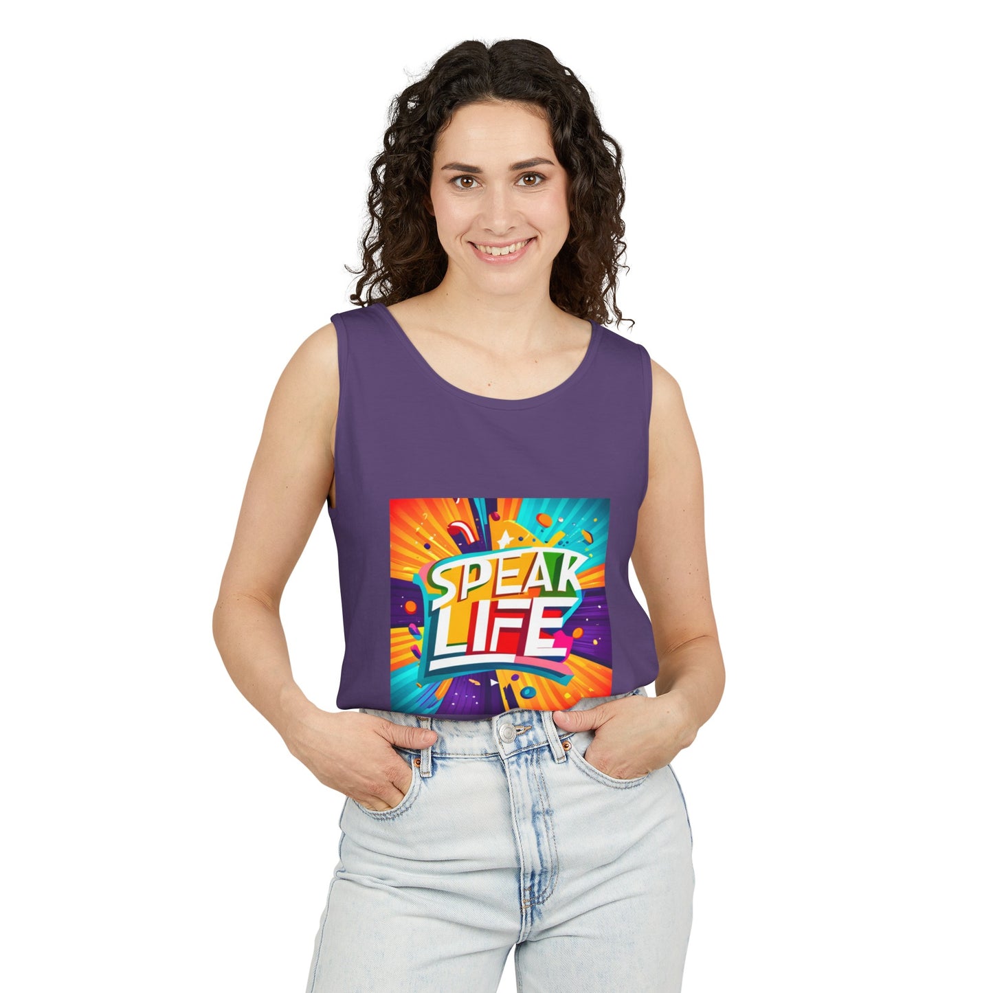"Speak Life" Paint Splash Unisex Garment-Dyed Tank Top
